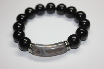 Black Grey & Silver Beaded Bracelet