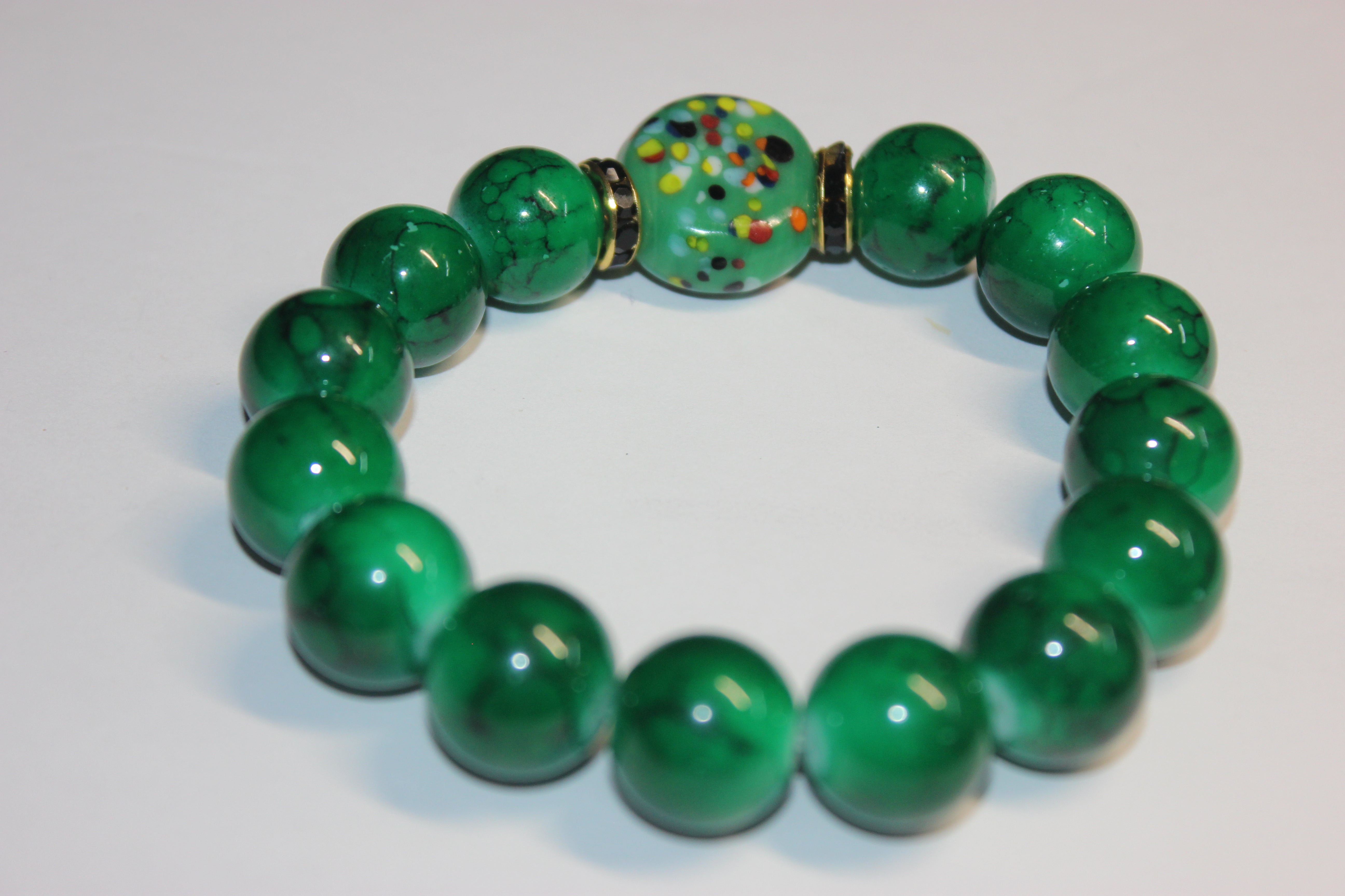 Shades Of Green BOBCAT Beaded Bracelet