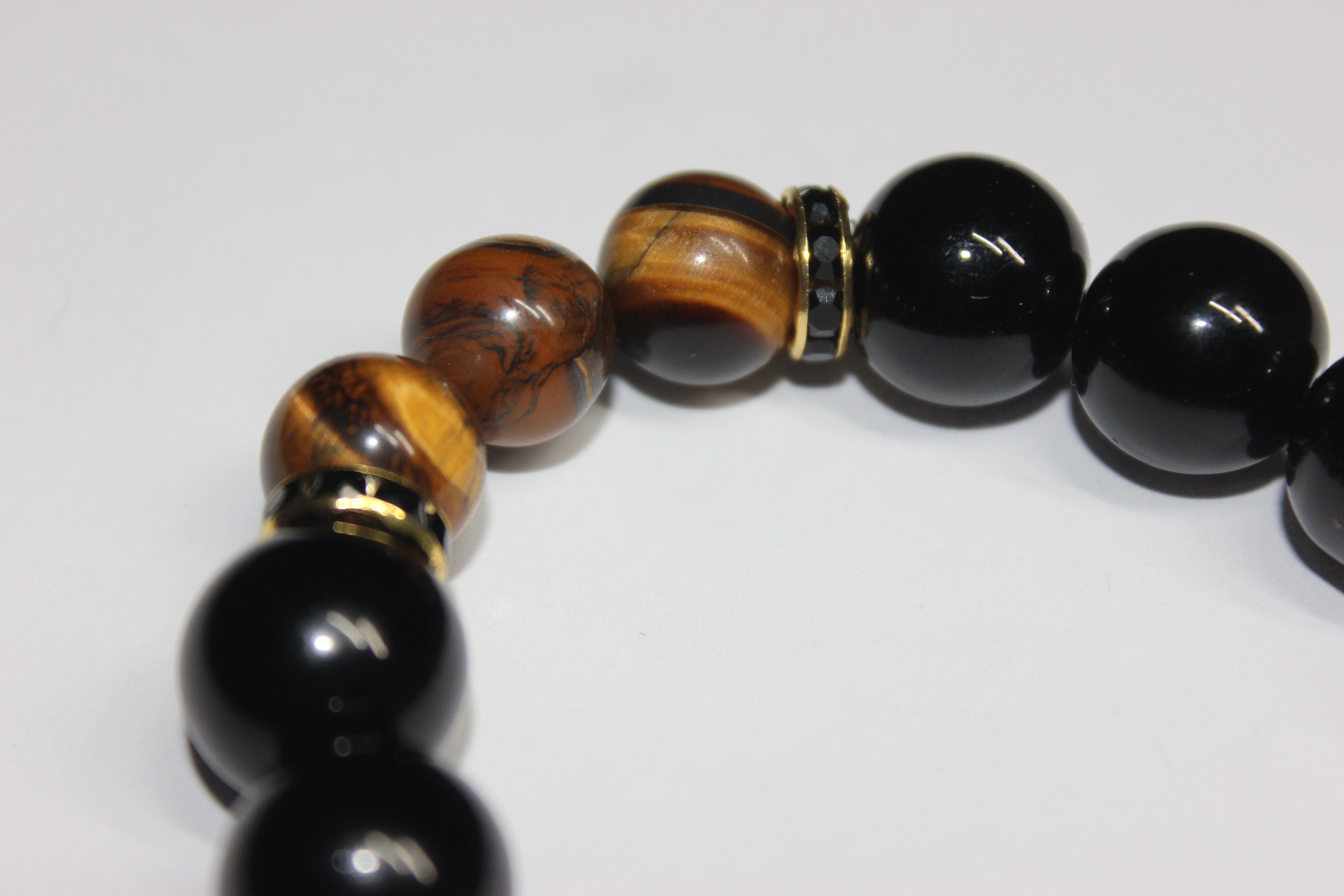 Black Brown & Gold Beaded Bracelet