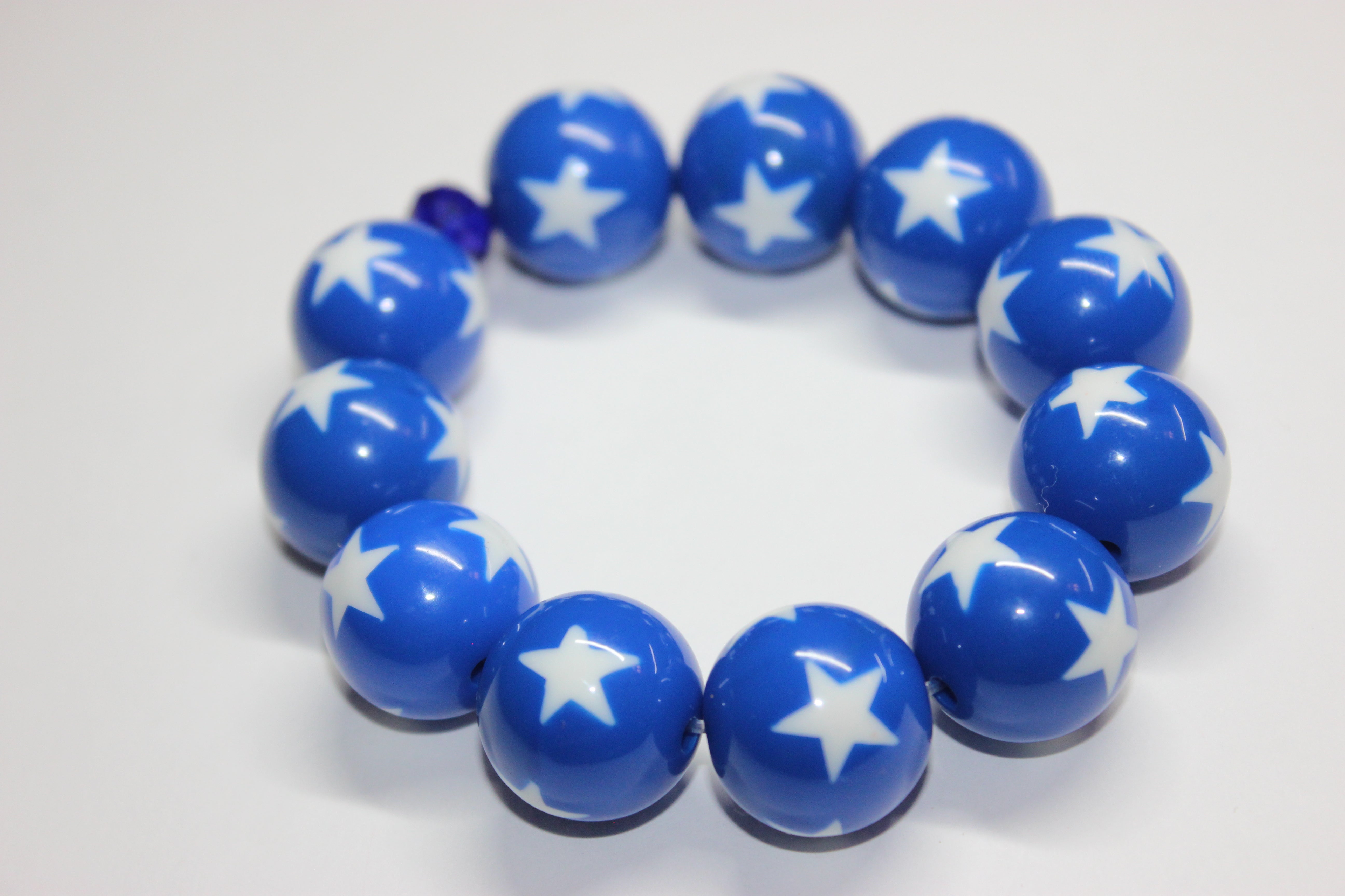 Blue & White Large Beaded Bracelet