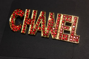 Red & Gold Rhinestone Brooch Pin