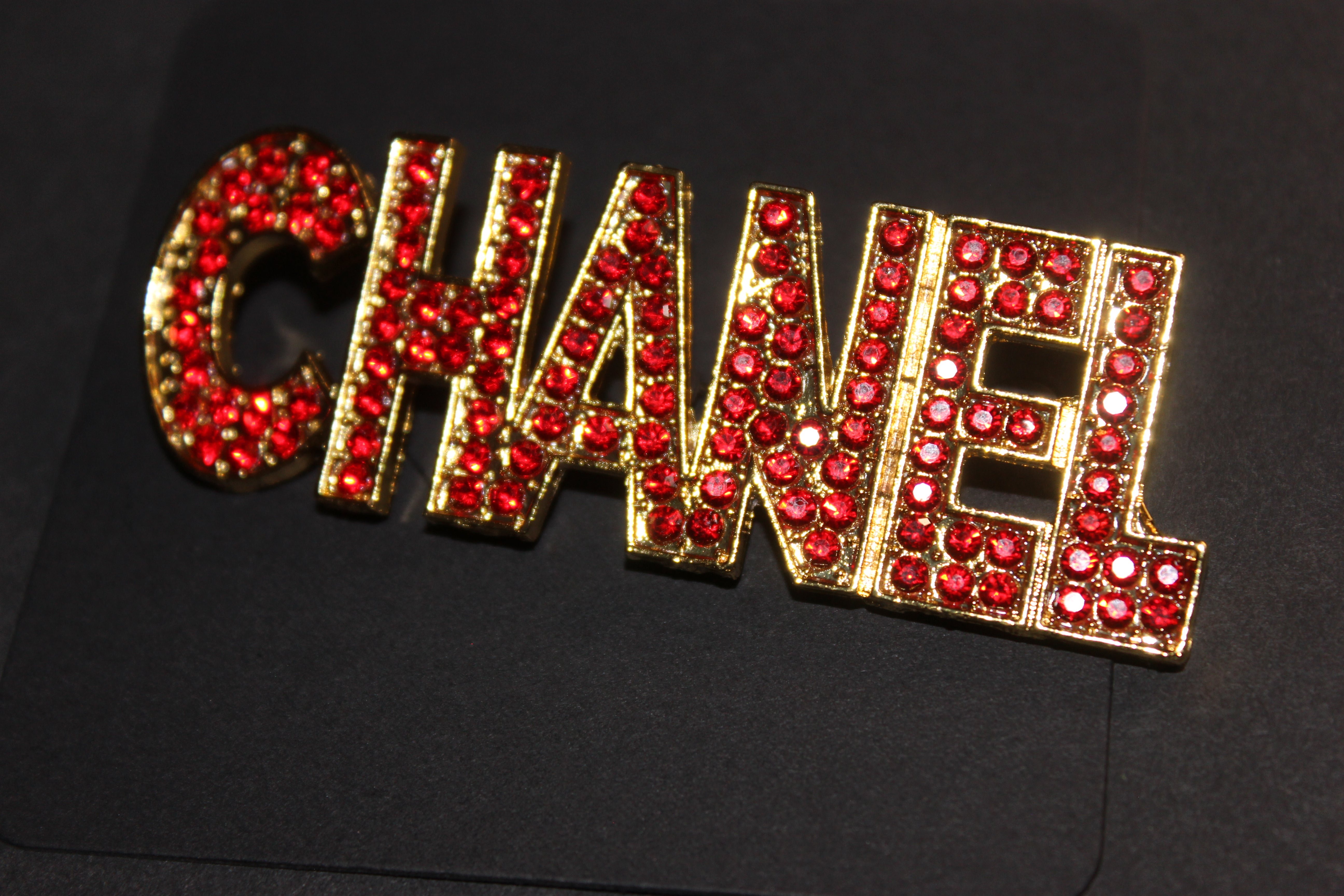 Red & Gold Rhinestone Brooch Pin