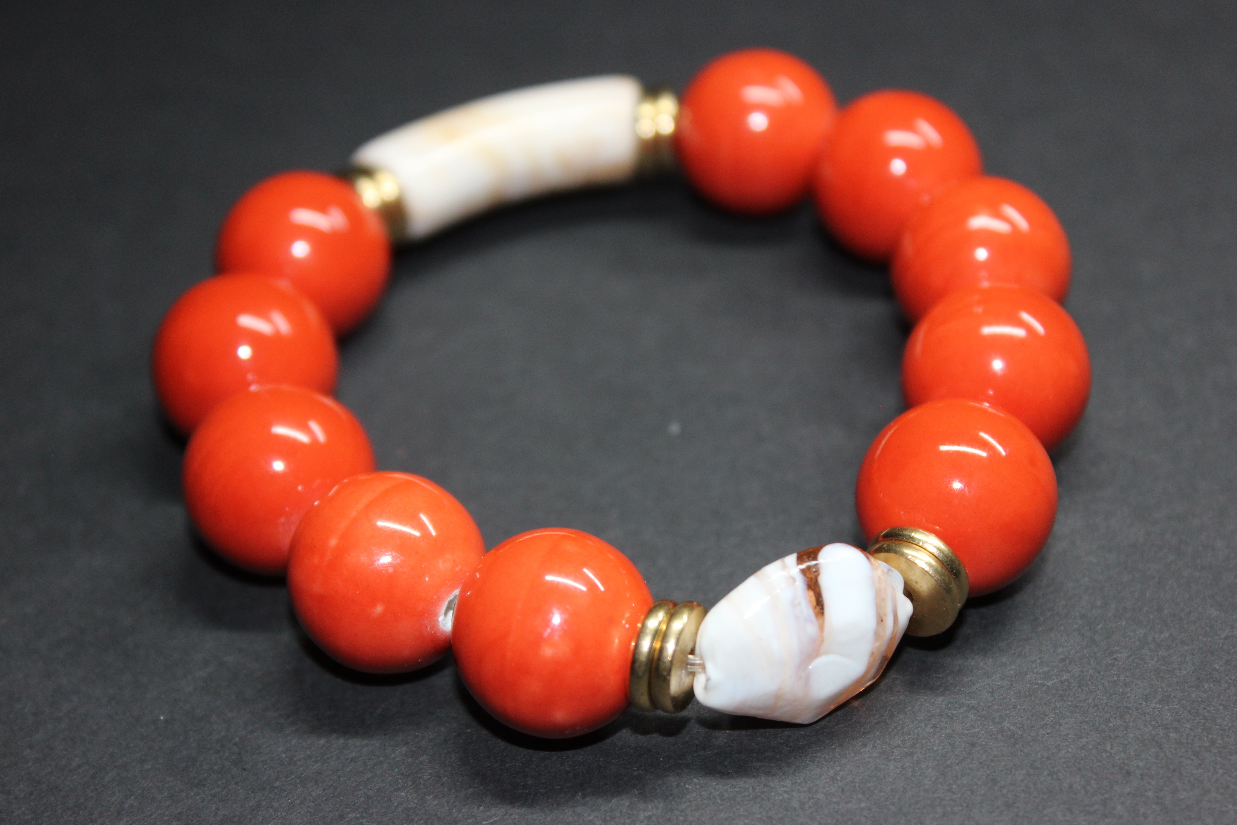 Shades Of Orange & Beige w/ Gold Swiss Collection Bracelet