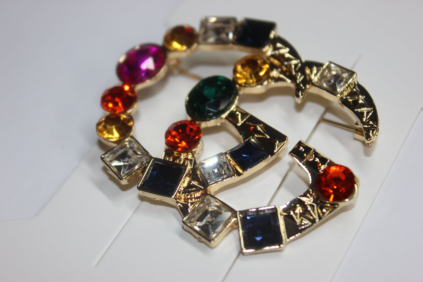 Gold Multicolored Brooch Pin