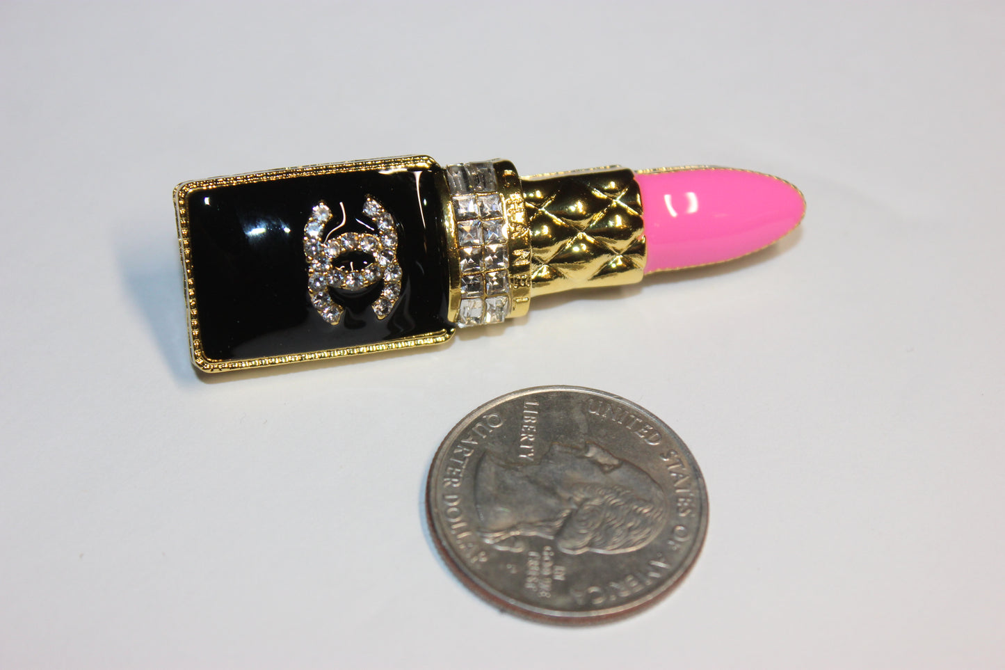 Pink Black & Gold Brooch Pin