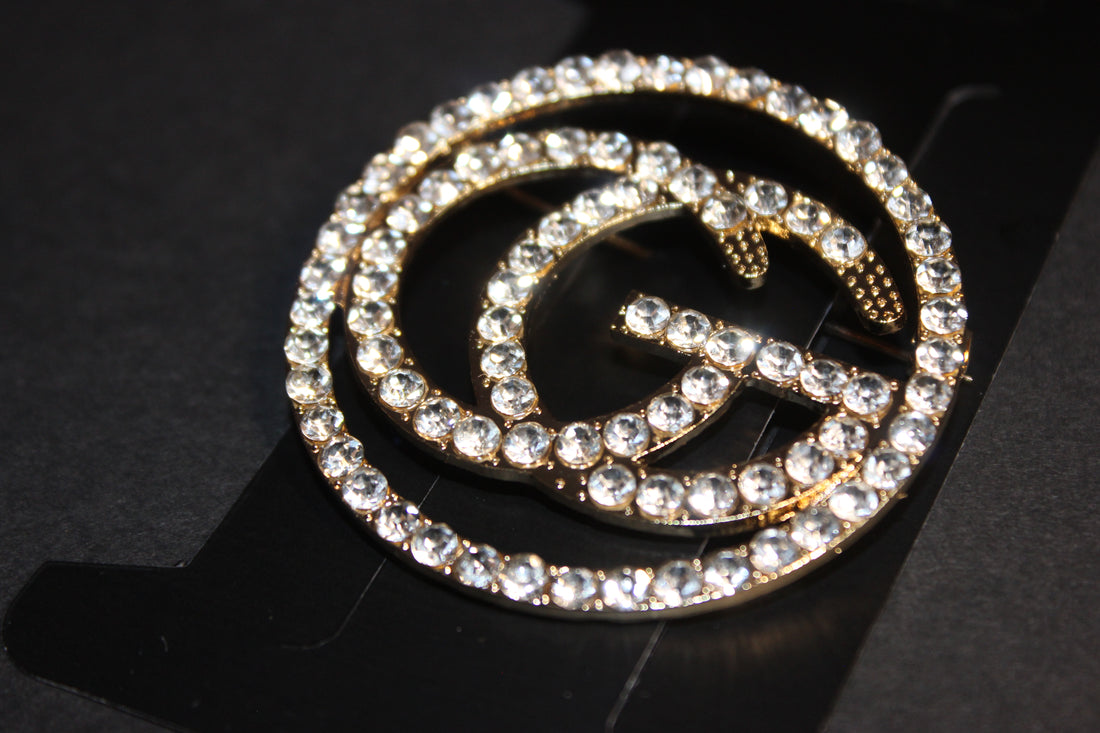 Rhinestone Gold Brooch Pin