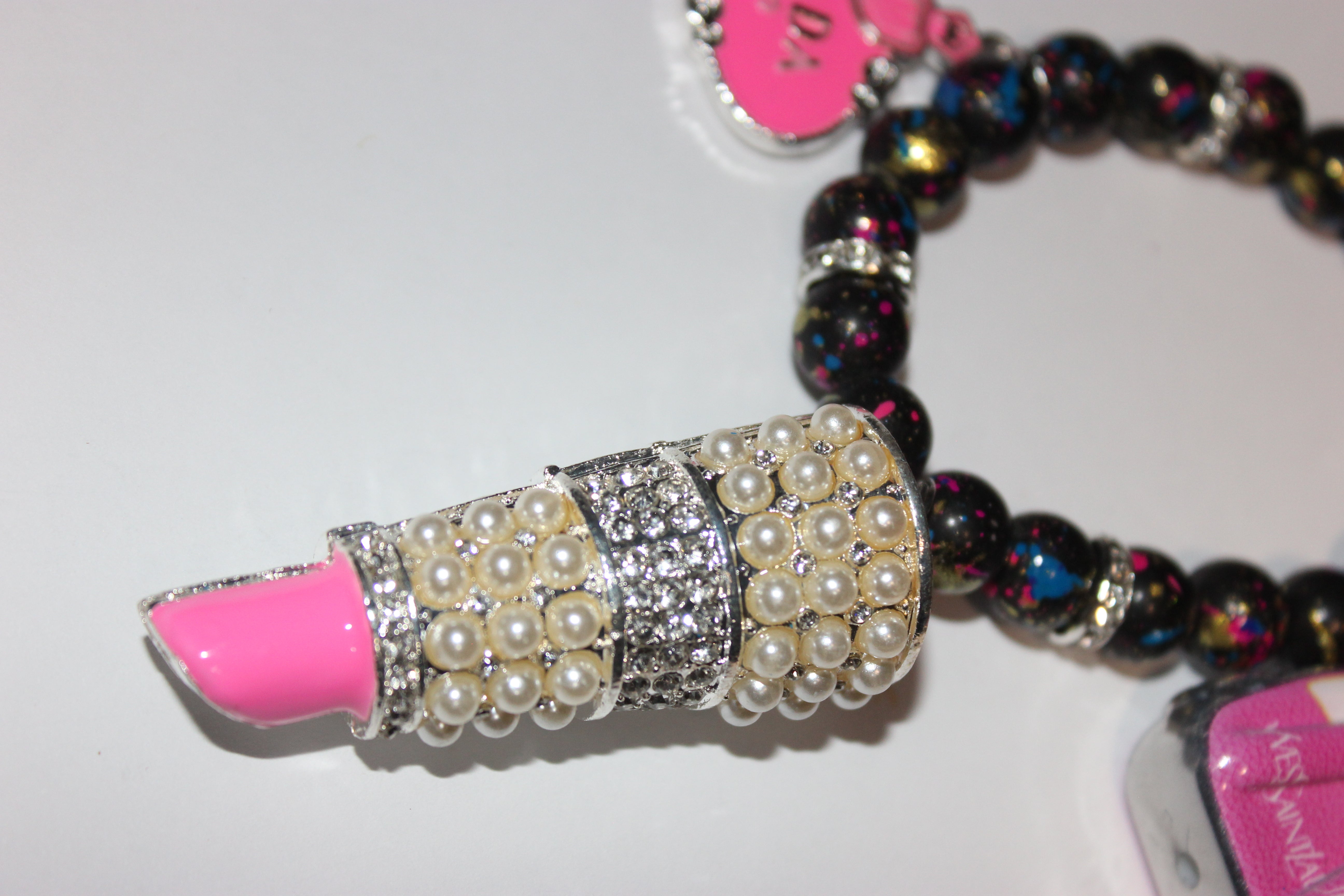Black White & Pink Charm Bracelet (1)