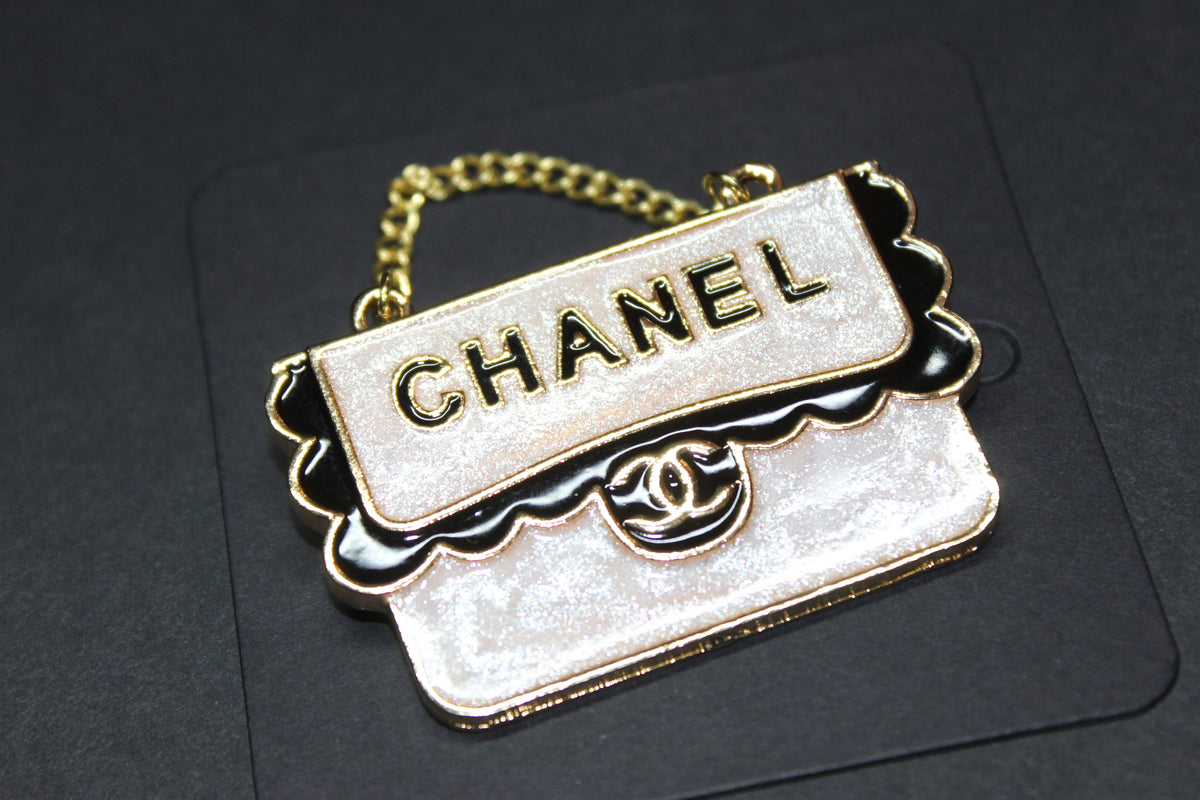 Mauve/Black & Gold Brooch Pin