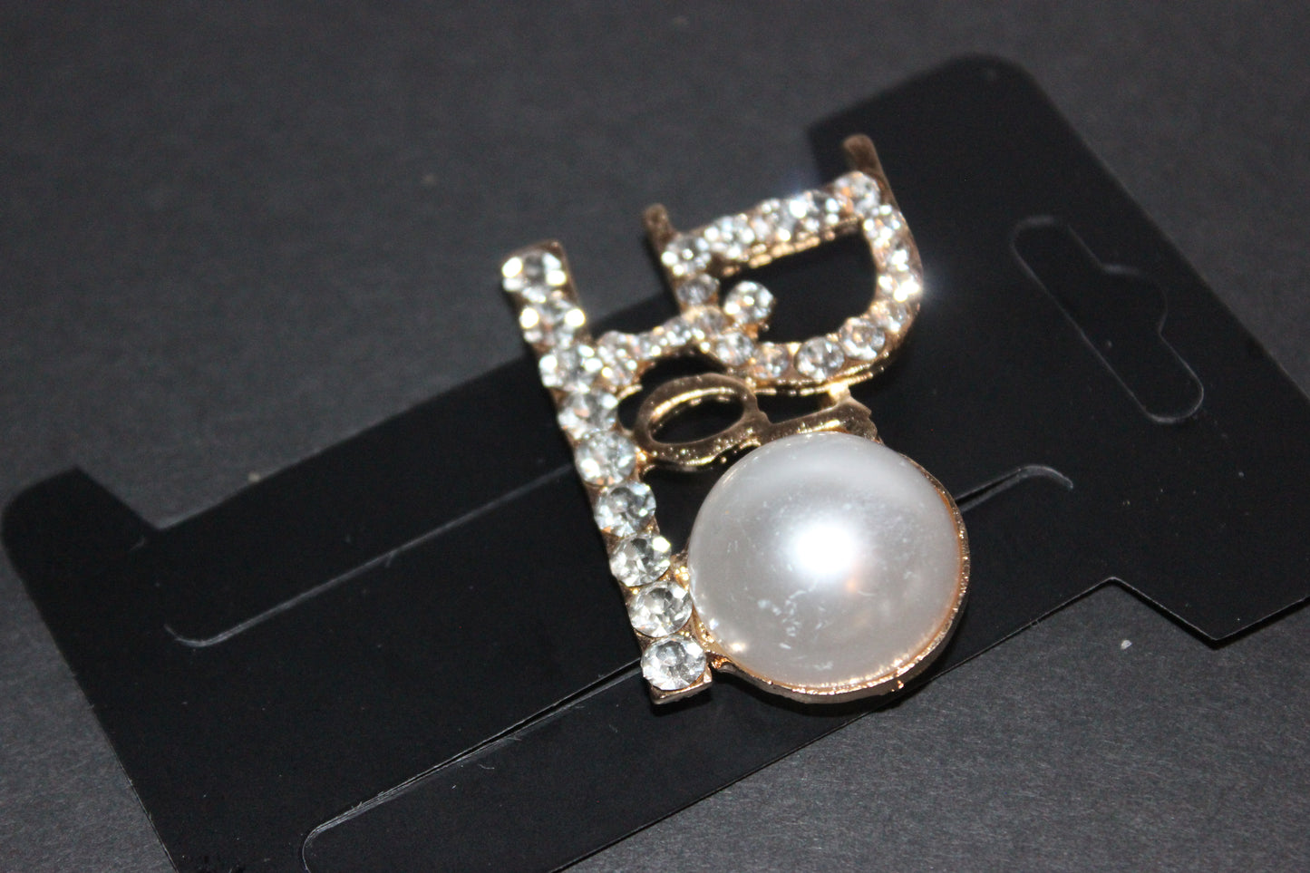 Gold & Pearl Rhinestone Brooch Pin