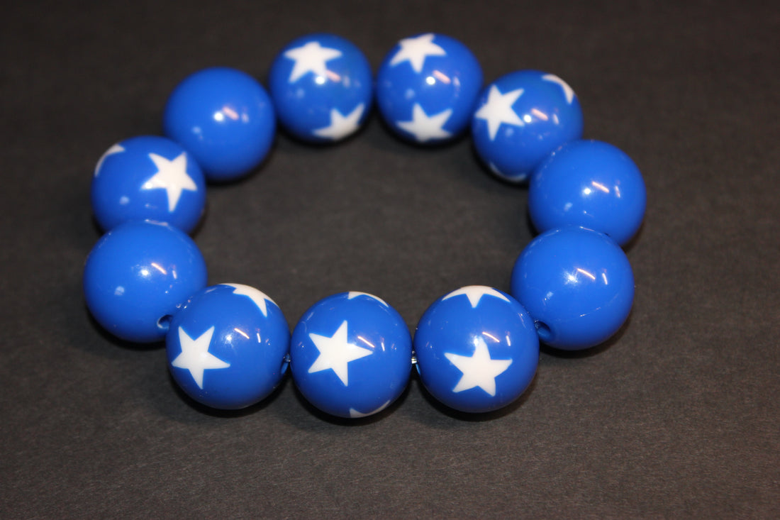 Blue & White Large Beaded Bracelet