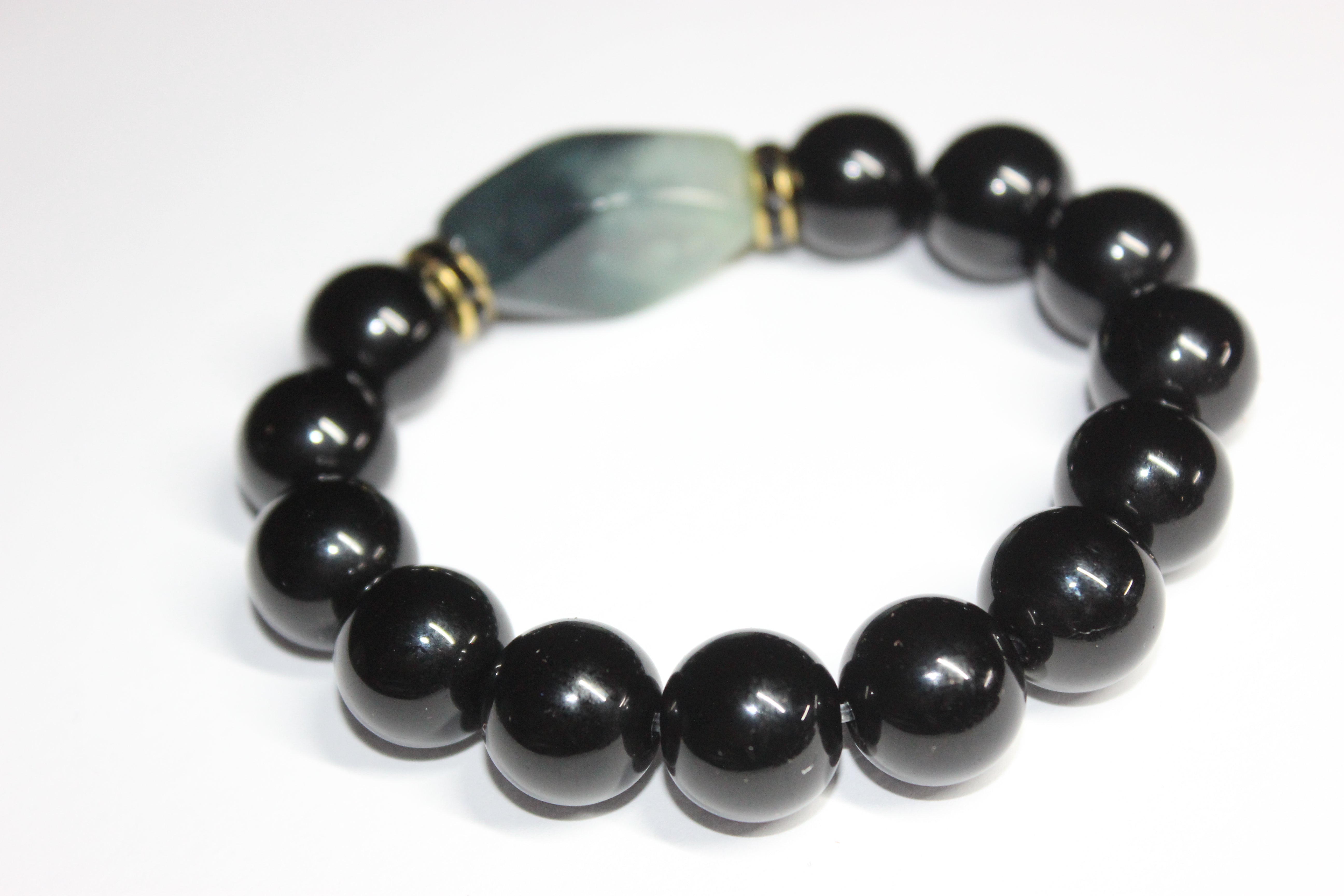 Black Green w/ Gold Beaded Bracelet