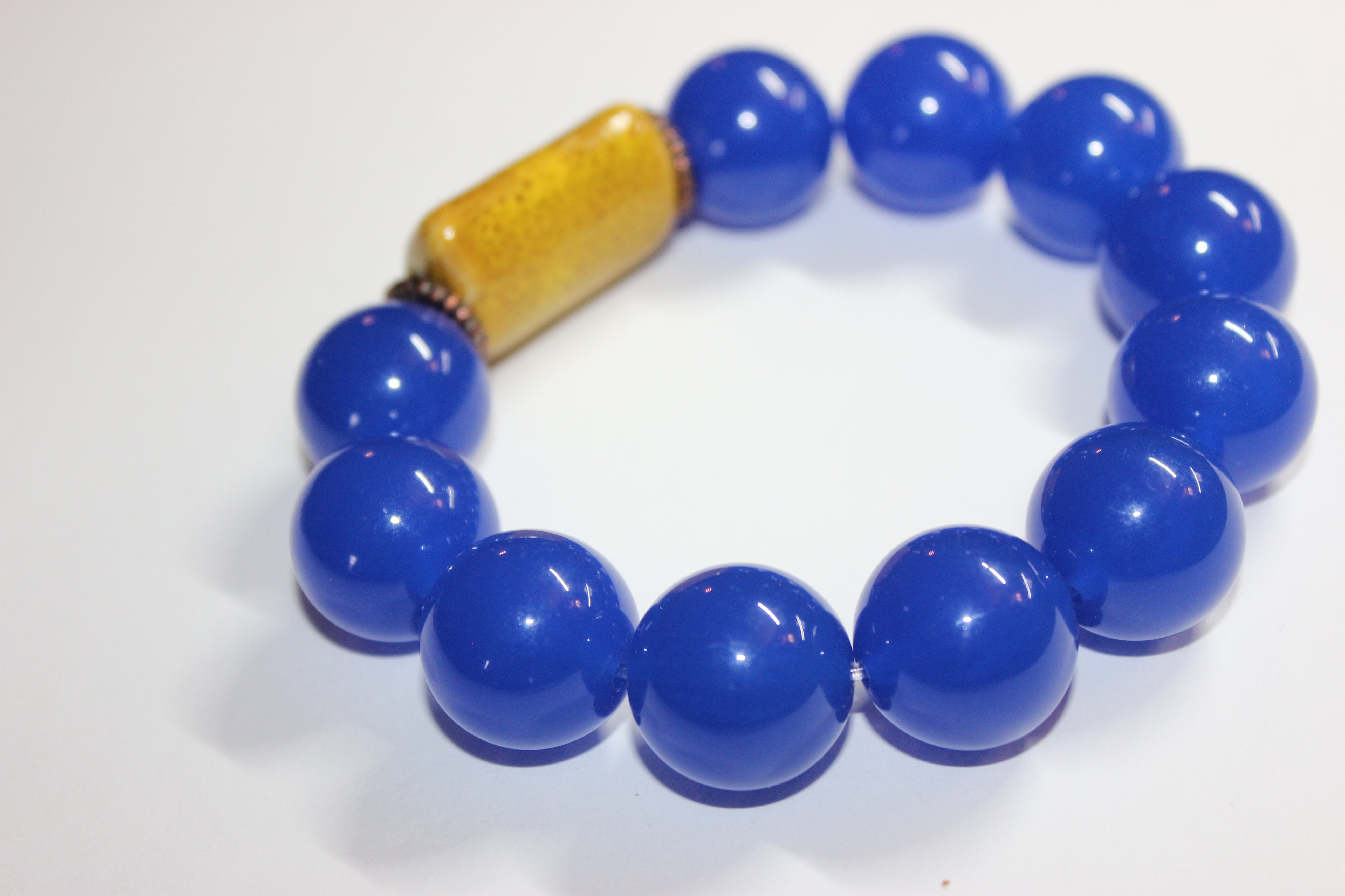 💪🏽BLUE & Mustard Beaded Bracelet