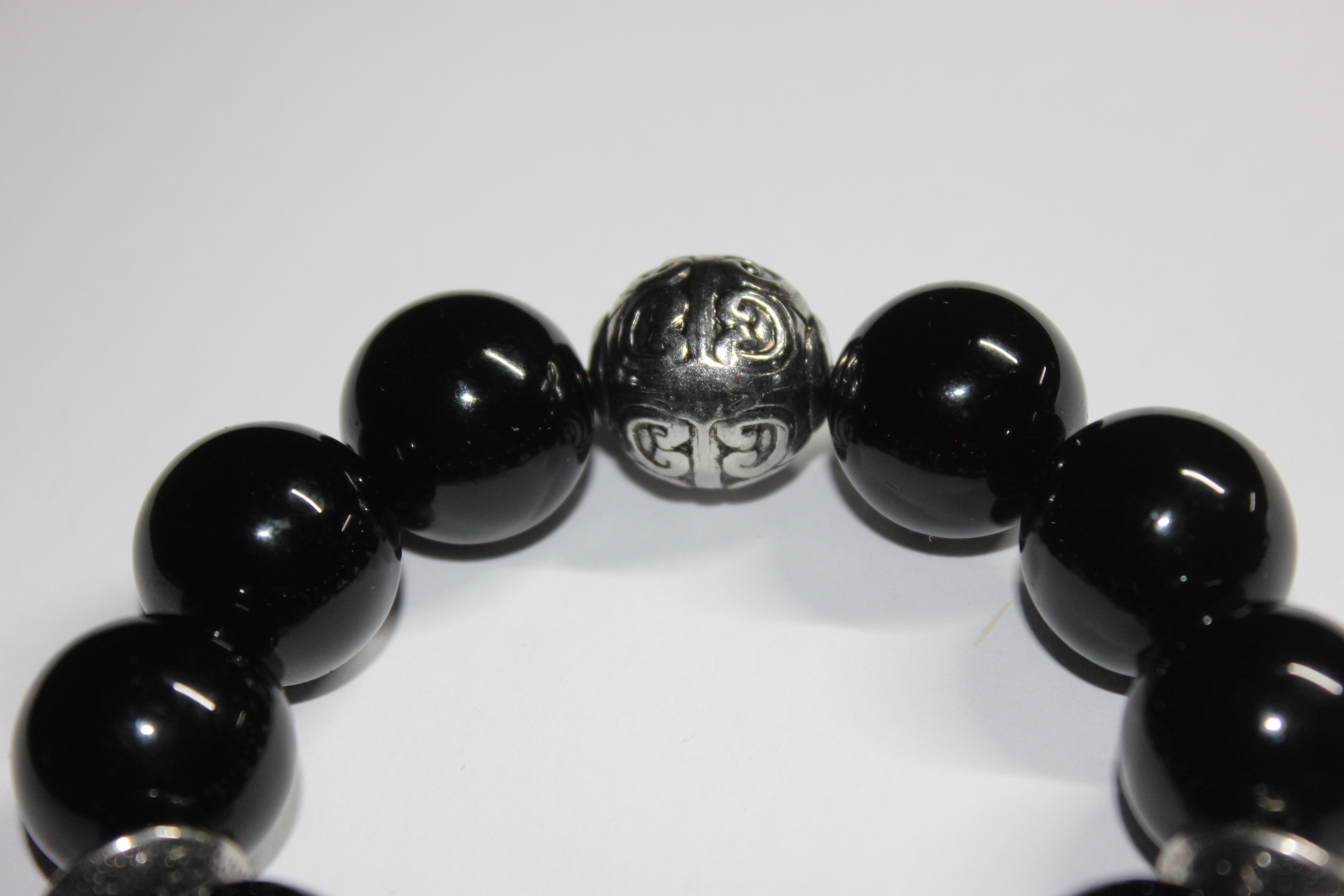 Black & Silver Large Beaded Bracelet