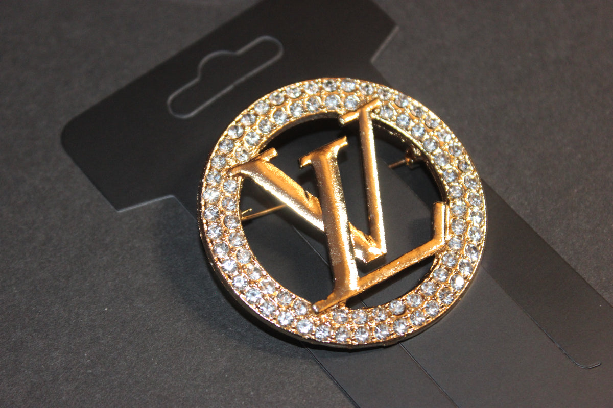 Gold & Rhinestone Brooch Pin