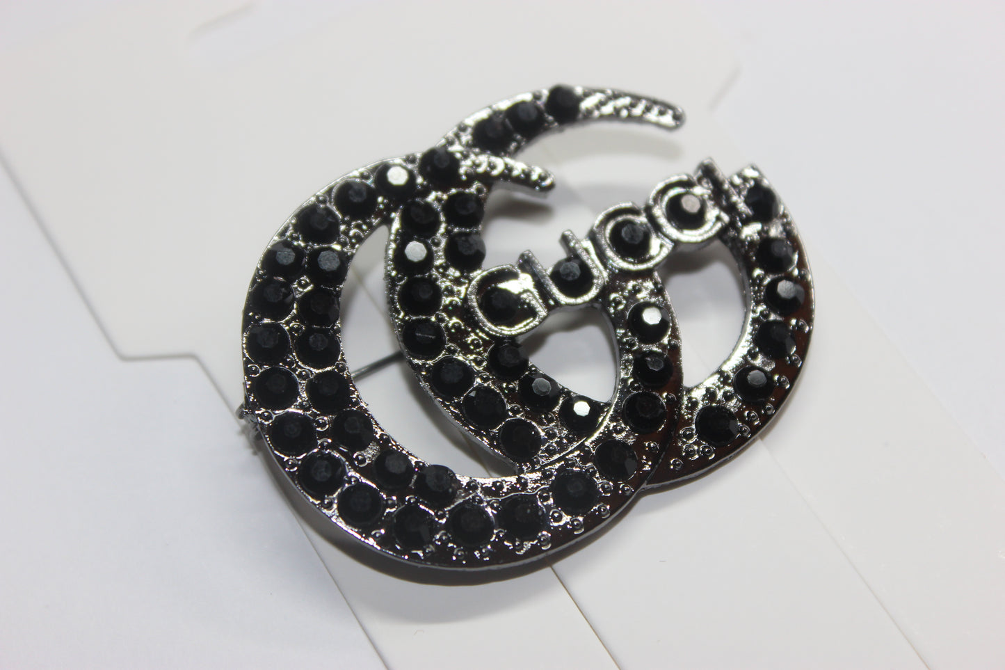 Black Rhinestone Brooch Pin