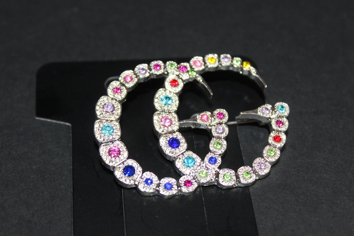 Multicolored Silver Brooch Pin