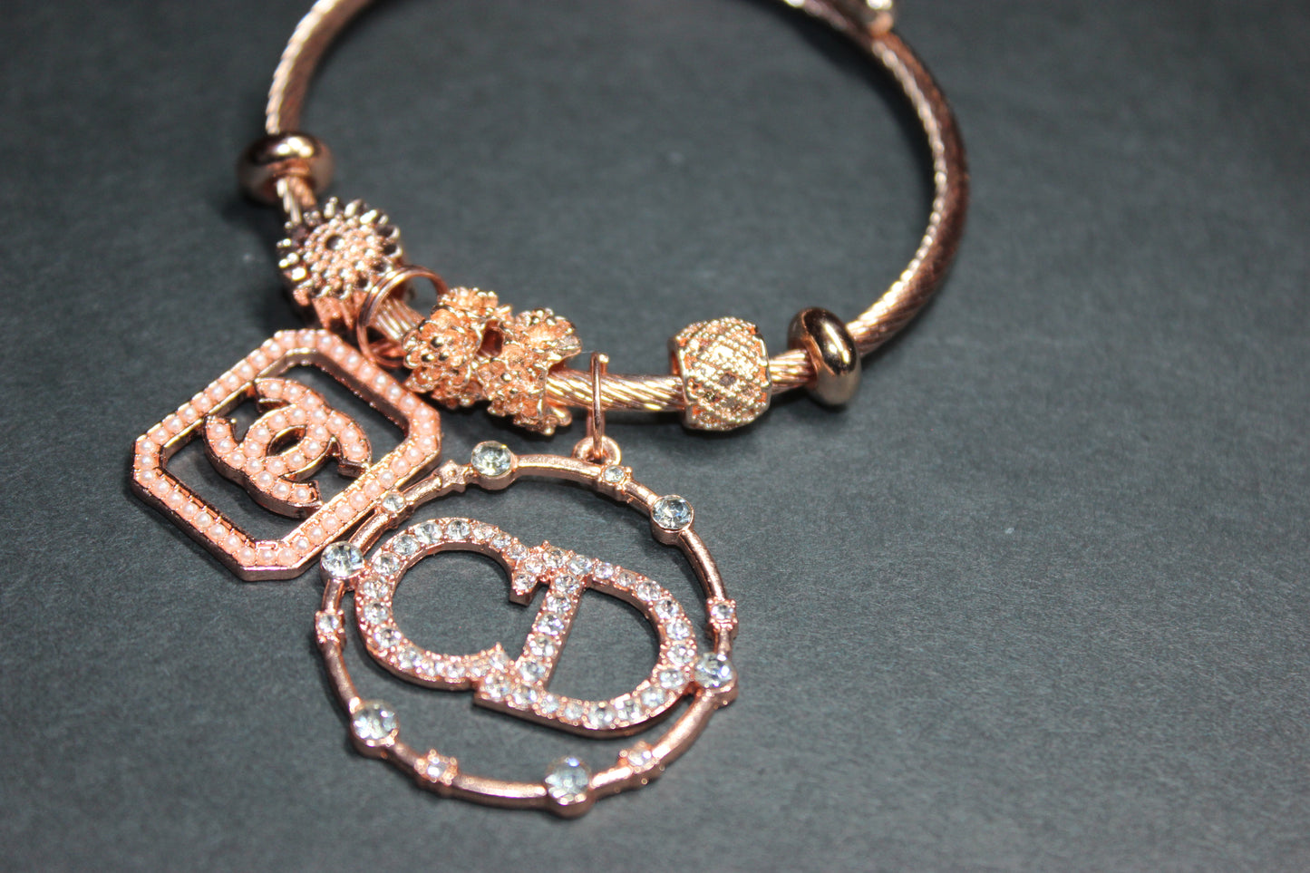 Rose Gold Charm Bangle