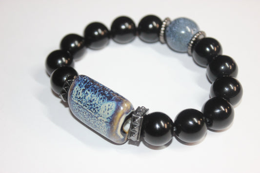 Black & Blue Ceramic Gemstone Bracelet