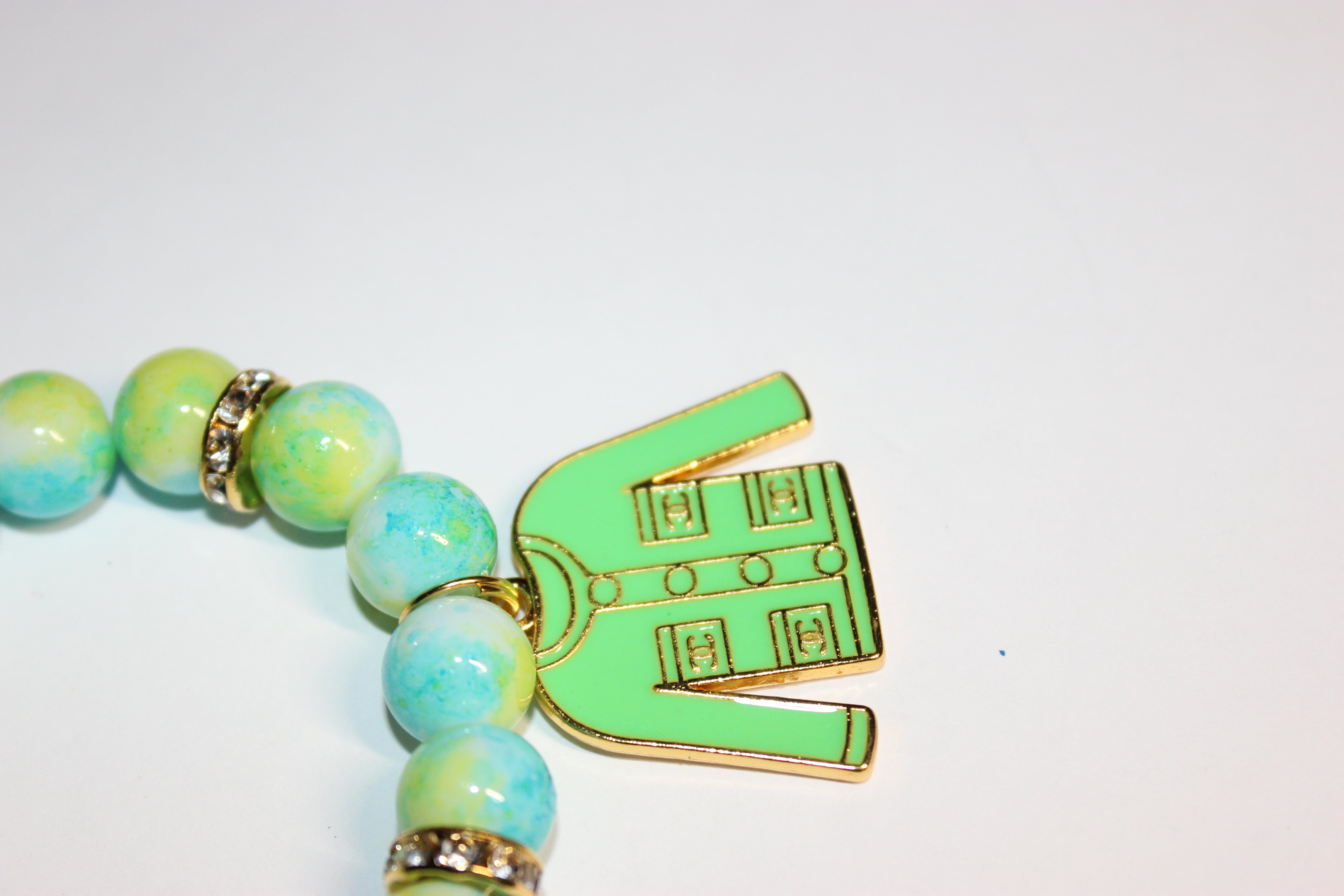 Aquamarine/Yellow & Greene W/ Gold Charm Bracelet (1)