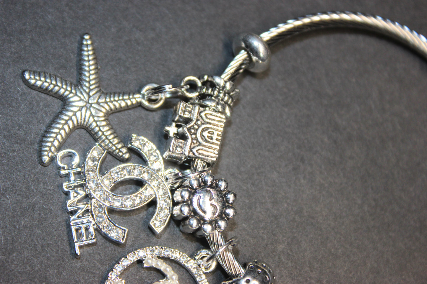 Silver Charm Bangle Bracelet