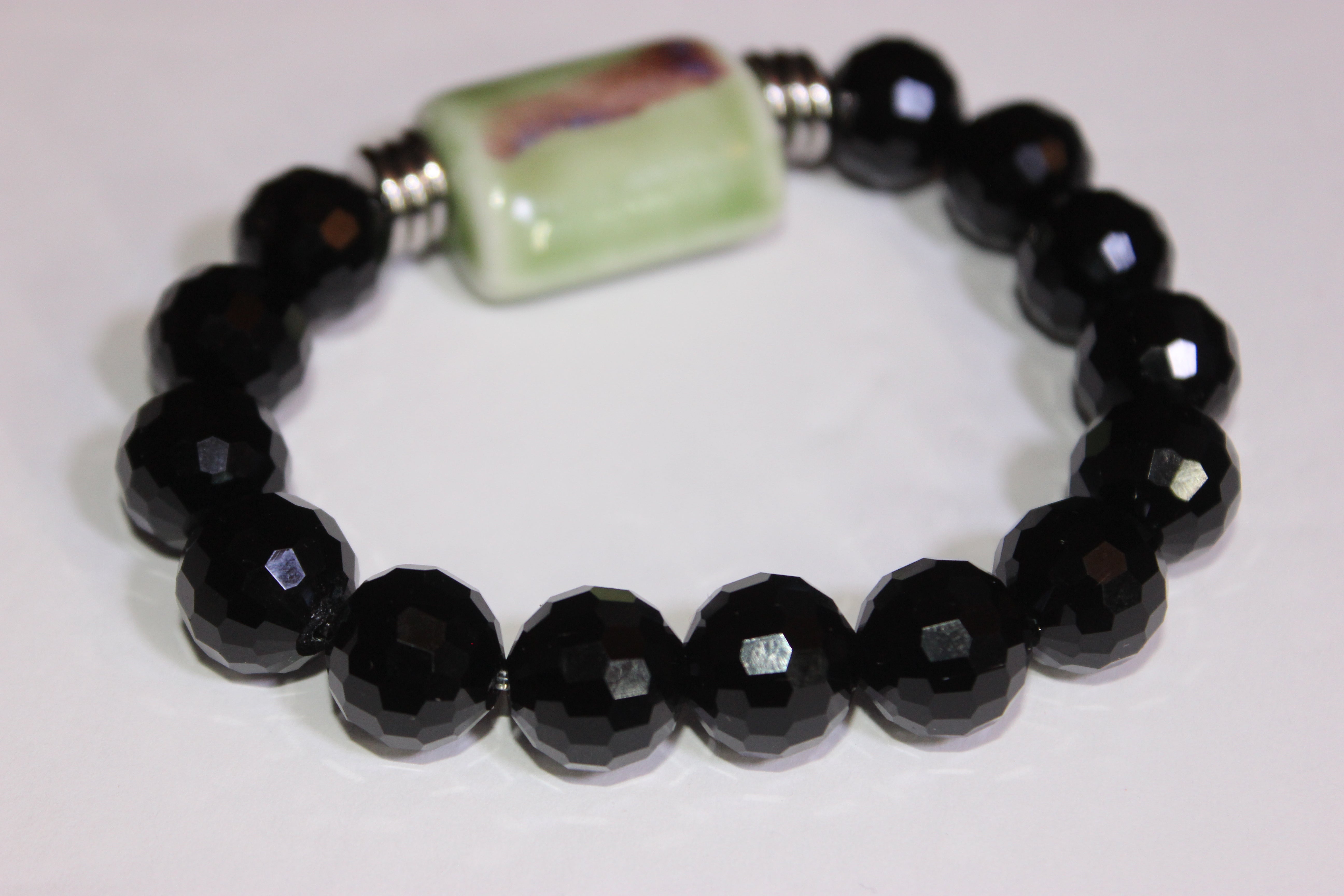 Black Ice Signature Bracelet With Earth Tone Gemstone