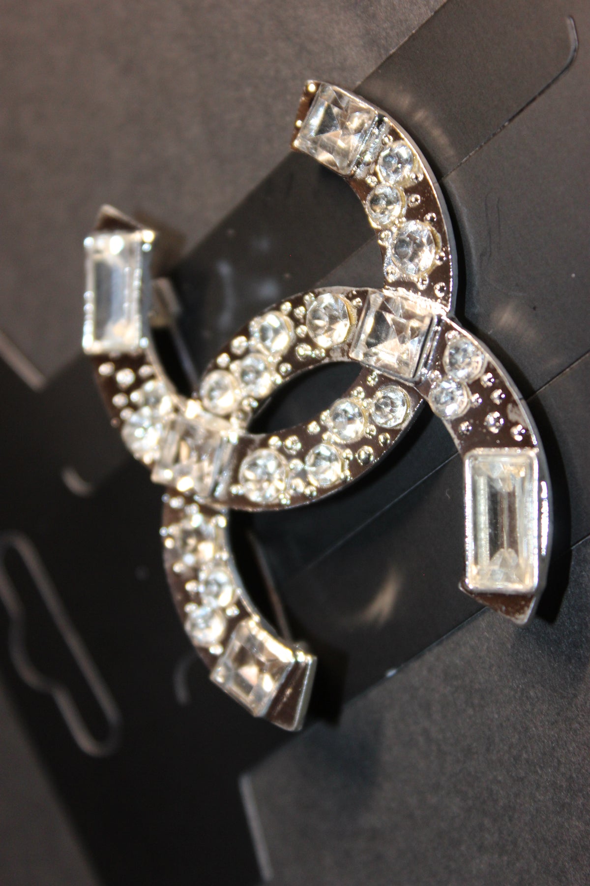 Rhinestone & Silver Brooch Pin