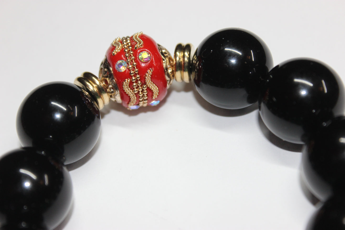 CBC Exclusive Large Beaded Bracelet- Black/Red/Green/Gold