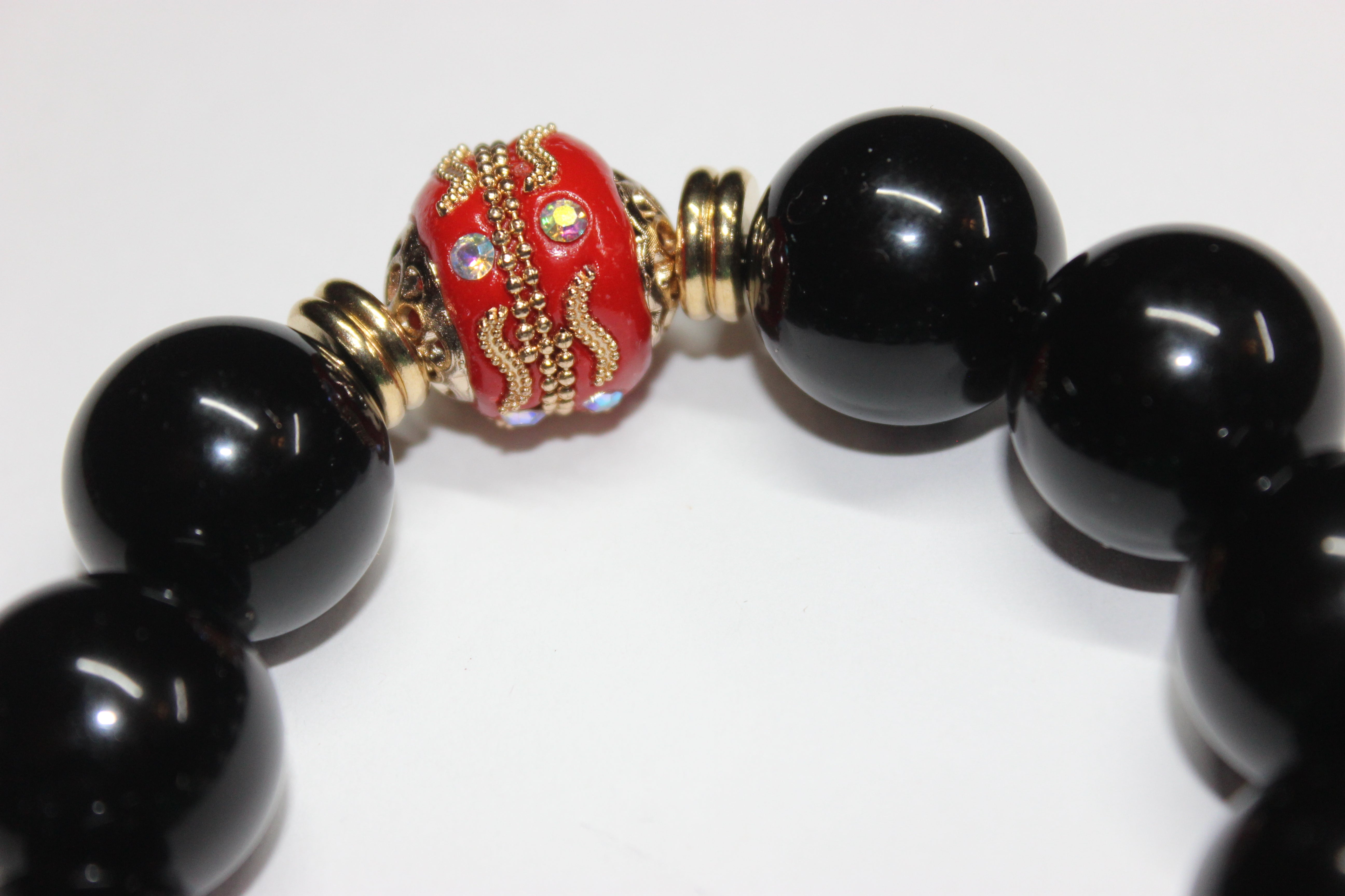CBC Exclusive Large Beaded Bracelet- Black/Red/Green/Gold