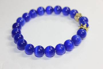 Blue & Gold w/ Crown Beaded Bracelet