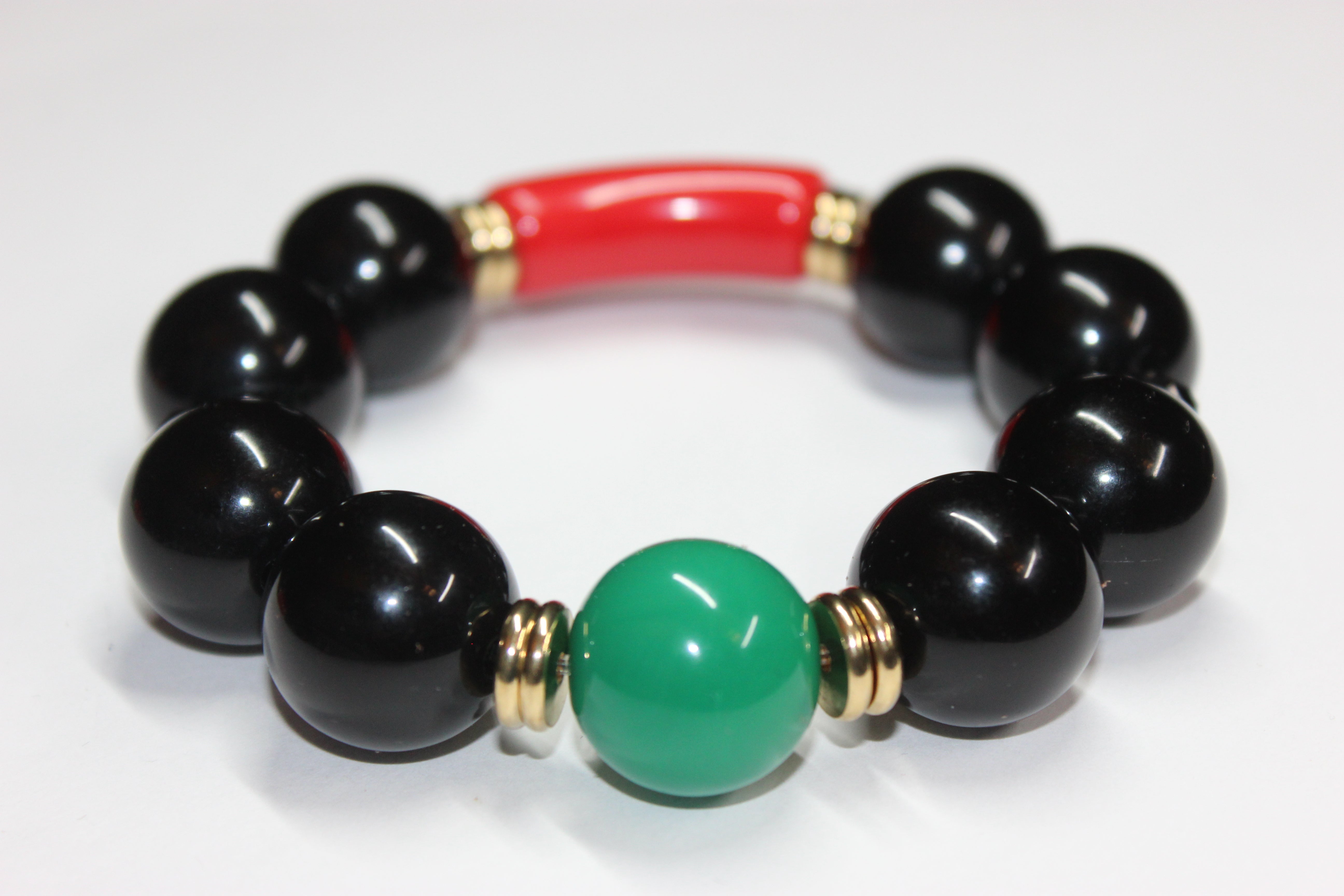 CBC Exclusive Large Beaded Bracelet- Black/Red/Green/Gold