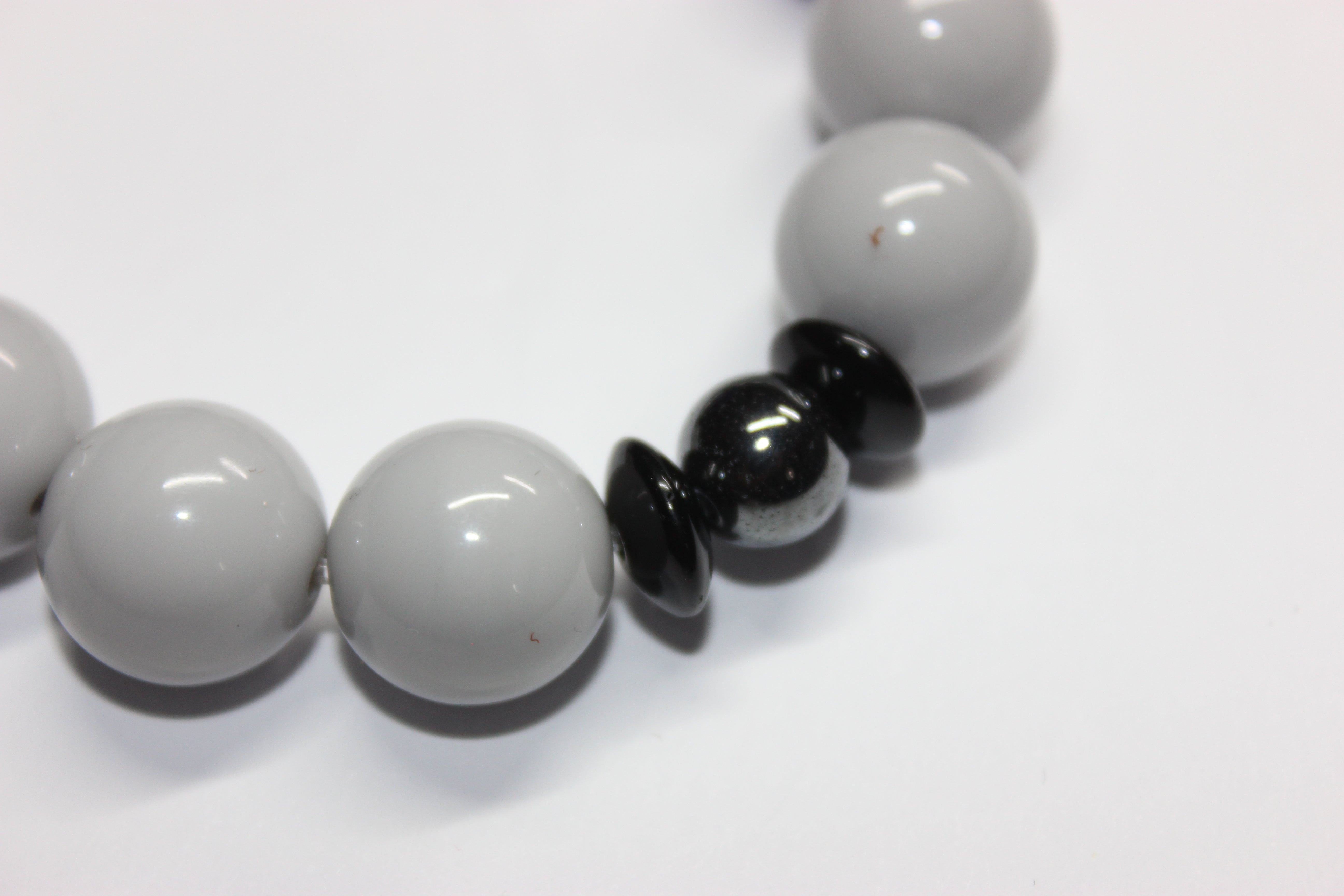 Shades Of Marble Grey & Black Beaded Bracelet