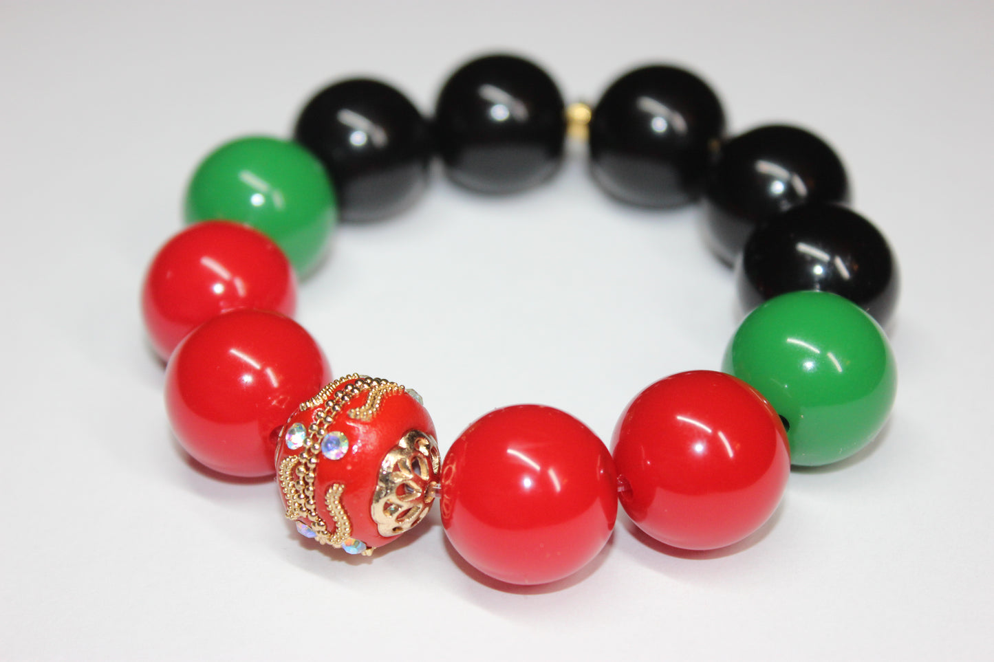 CBC Exclusive Large Beaded Bracelet- Red/Green/Black/Gold