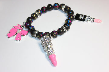 Black Pink & White Charm Bracelet (1)