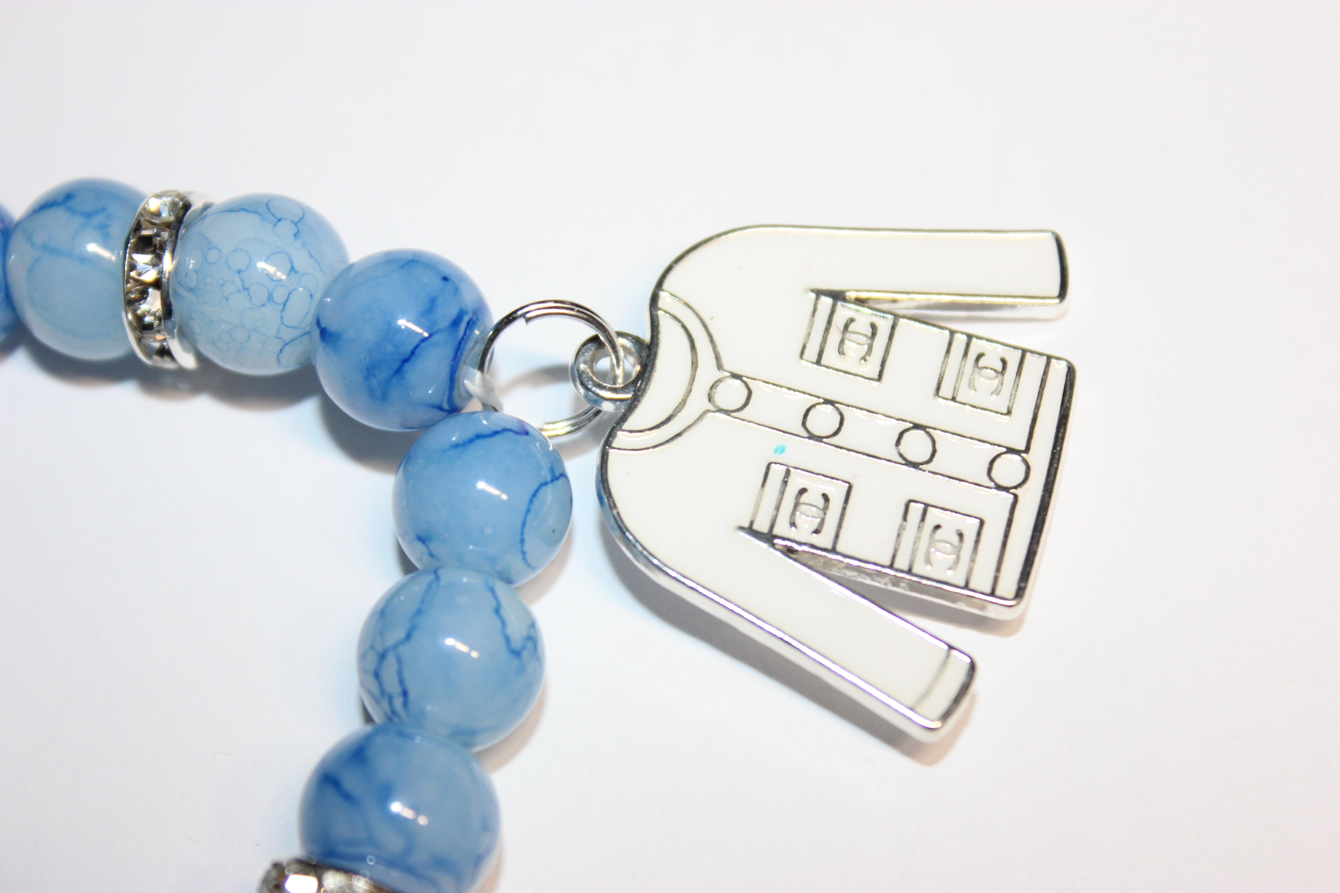 Blue & White Charm Bracelet with Silver (1)