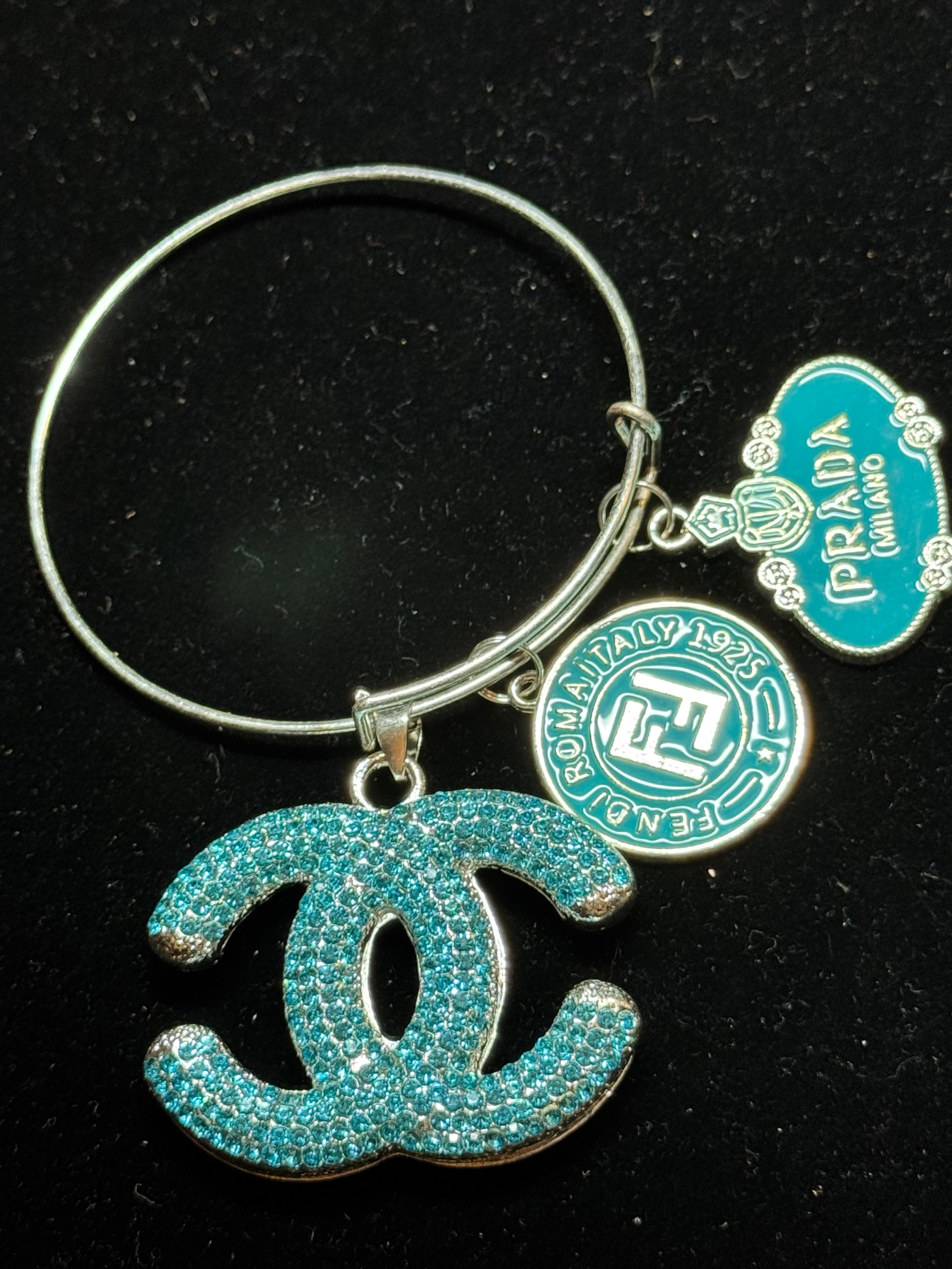Aquamarine/Turquoise Charm Bangle