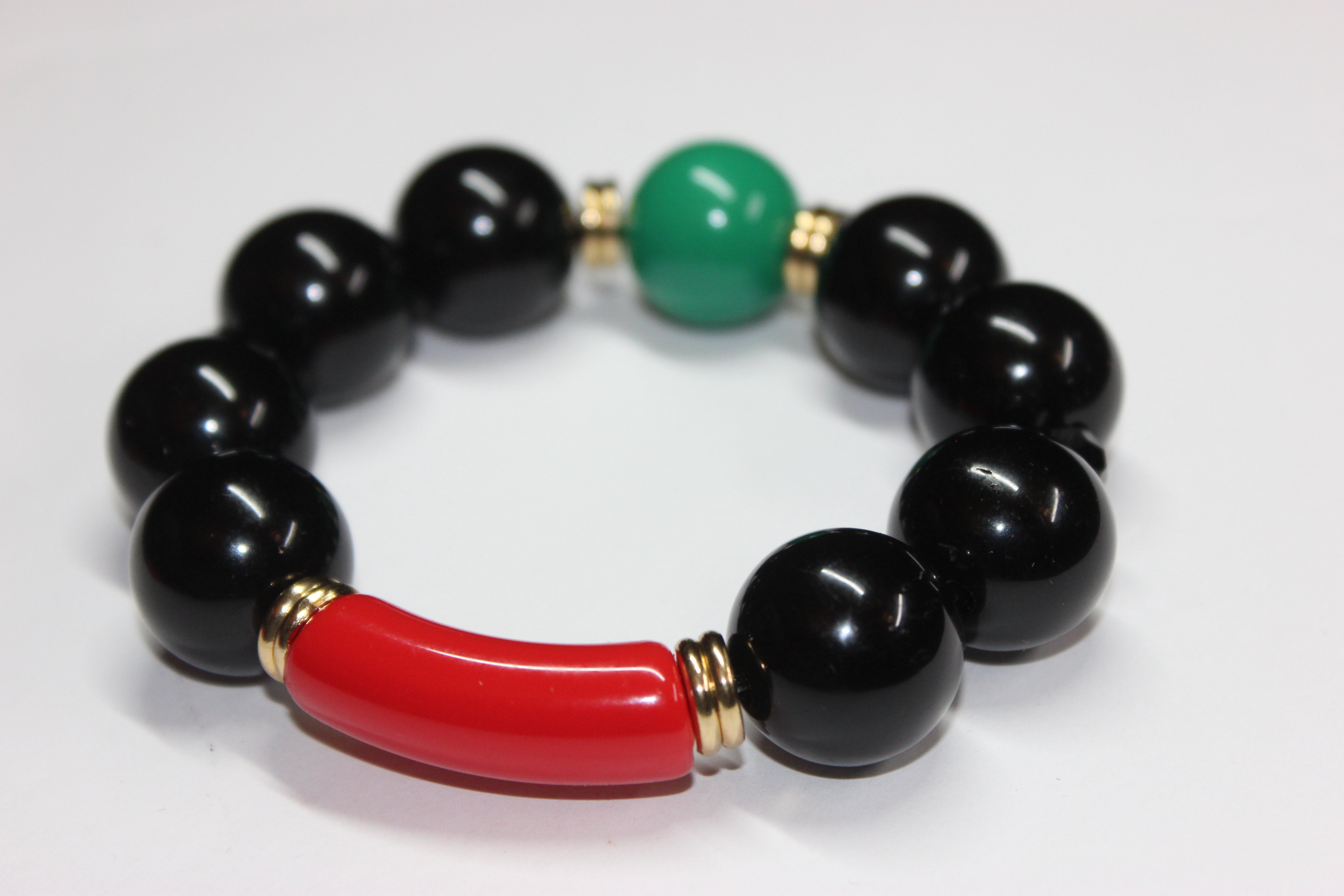 CBC Exclusive Large Beaded Bracelet- Black/Red/Green/Gold