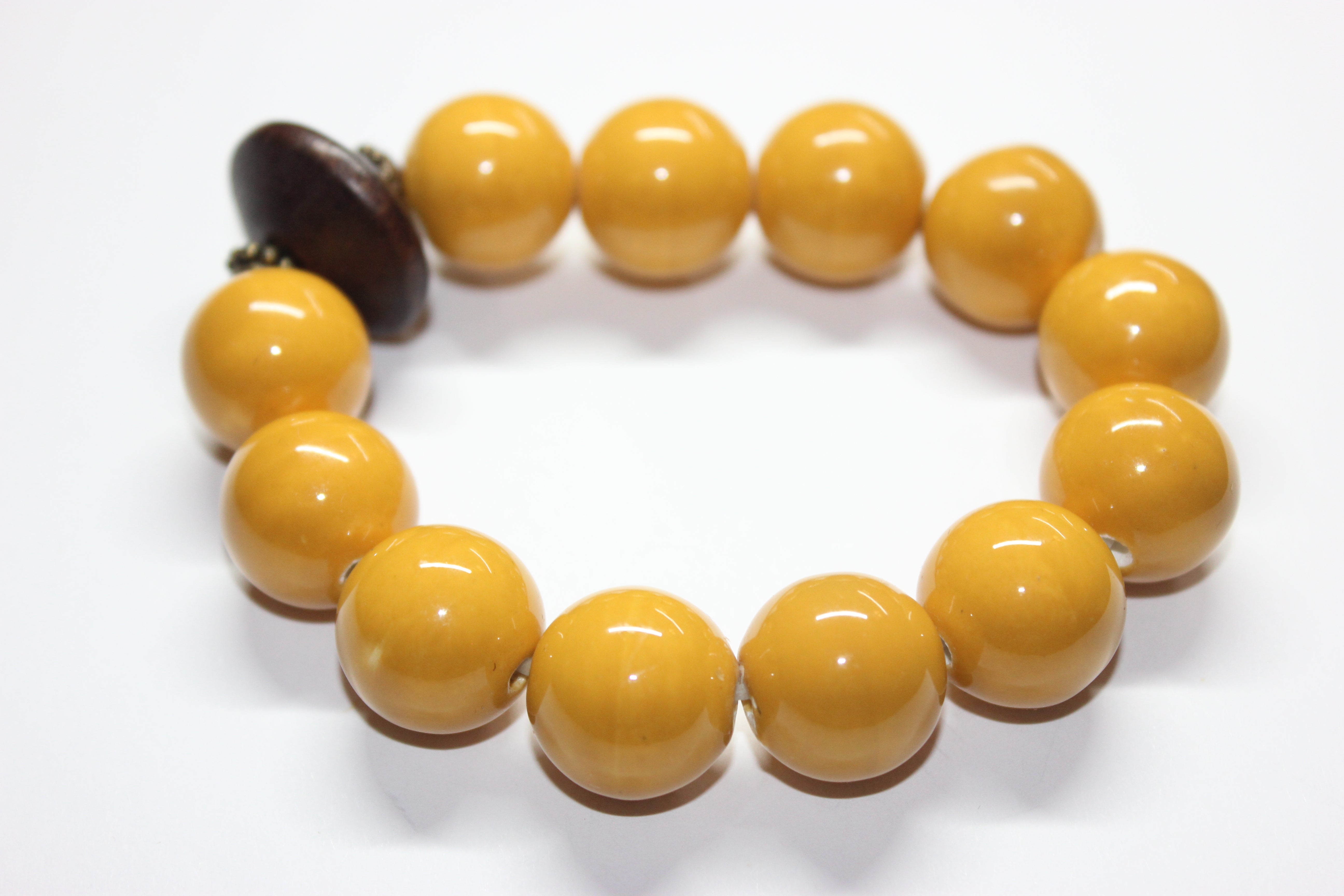 Mustard & Brown Ceramic Bracelet