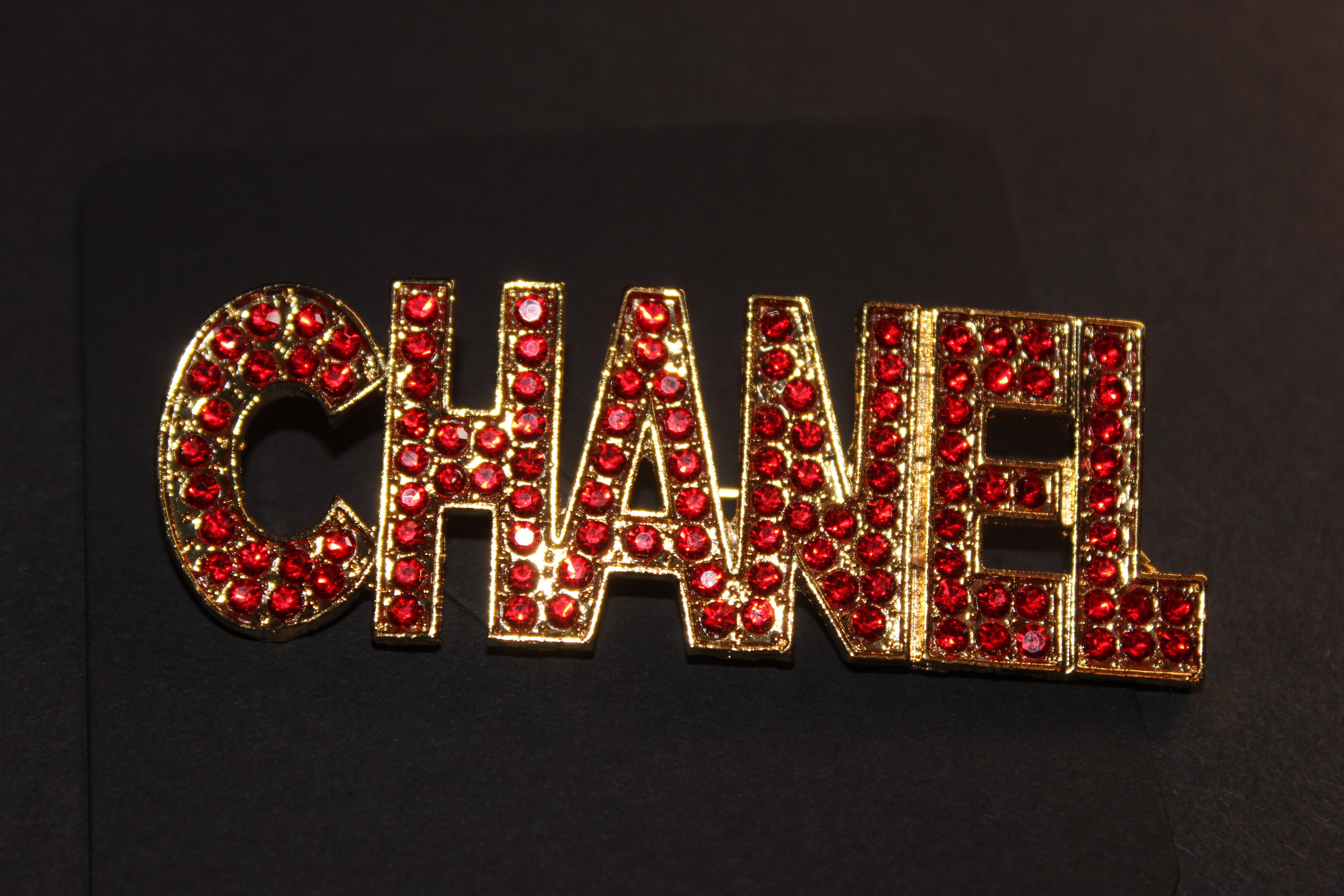 Red & Gold Rhinestone Brooch Pin