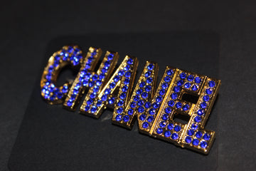 Blue & Gold Rhinestone Brooch Pin