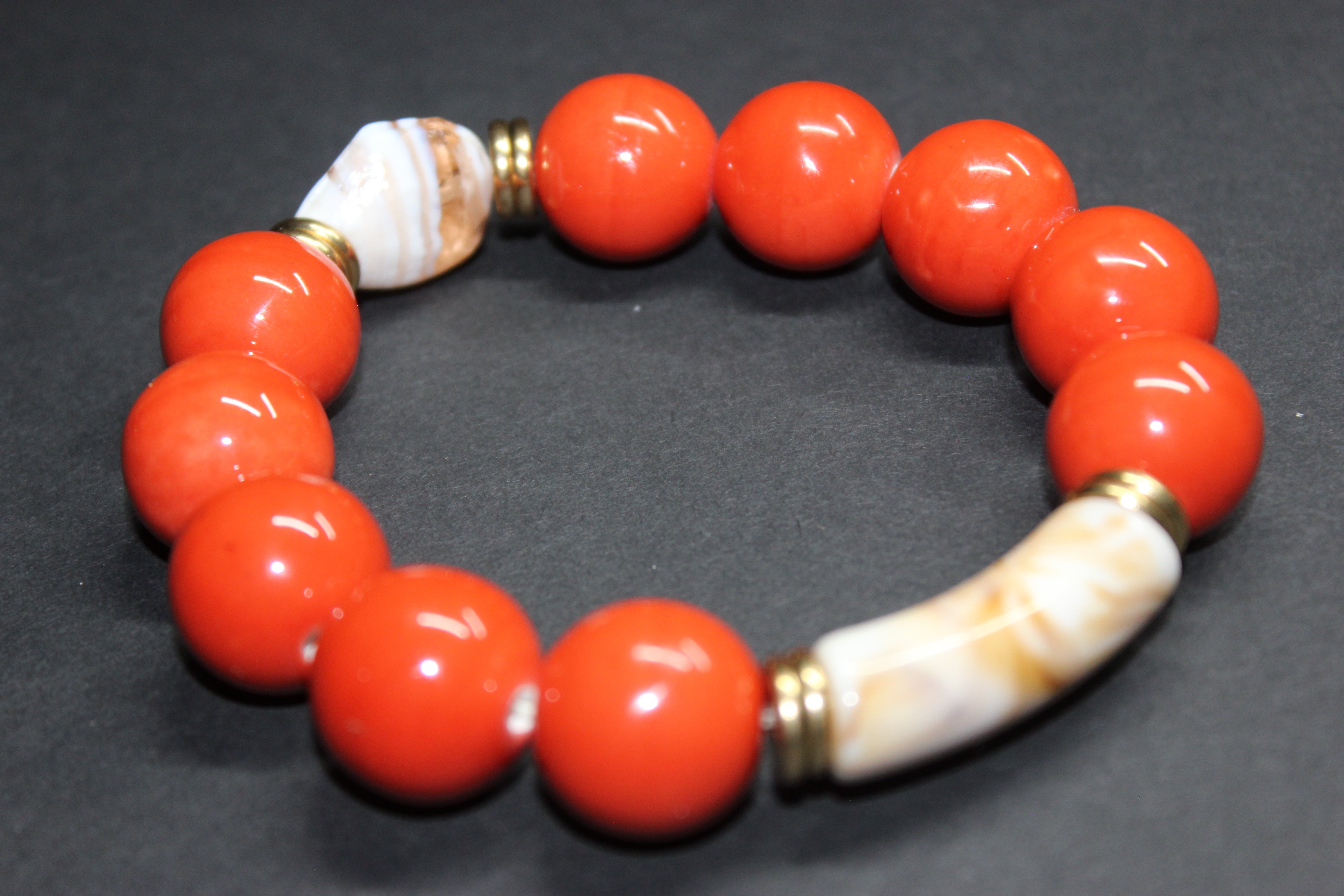 Shades Of Orange & Beige w/ Gold Swiss Collection Bracelet