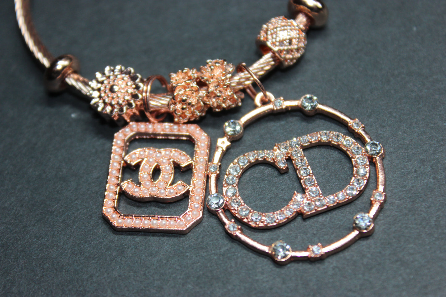 Rose Gold Charm Bangle