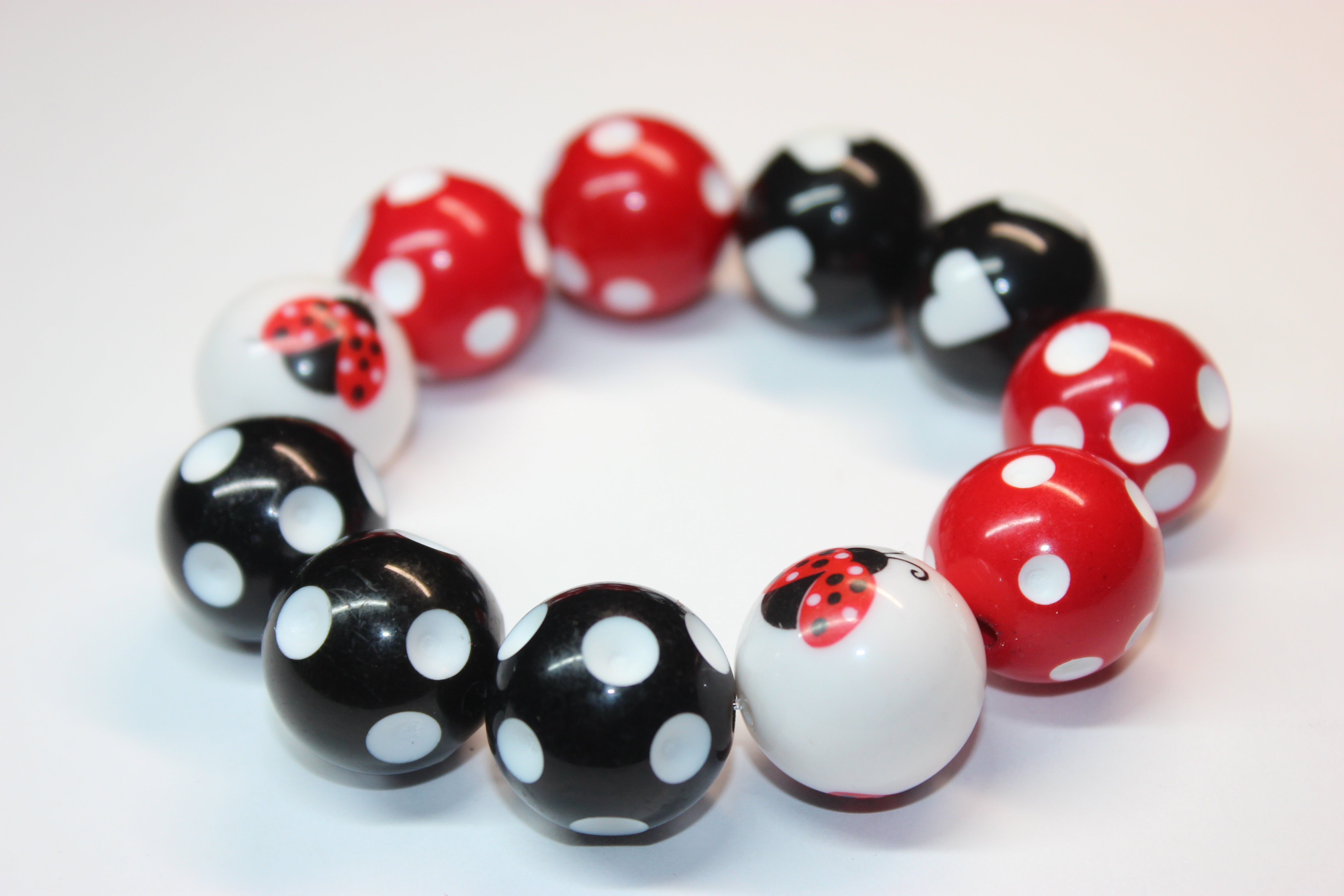 Red White & Black Ladybug Bracelet