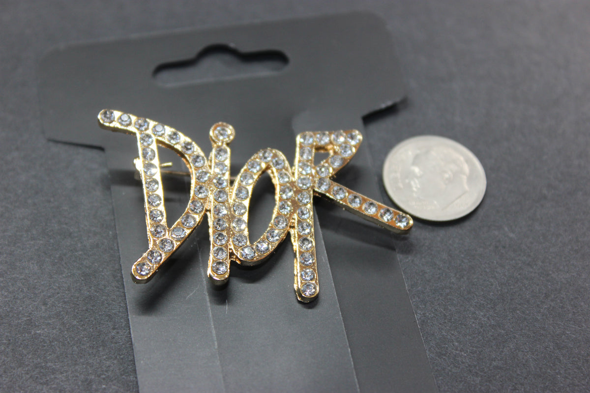 Gold Rhinestone Brooch Pin