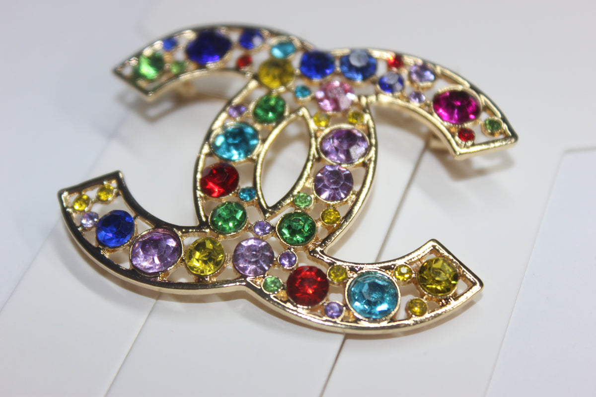 Multicolored Gold Brooch Pin