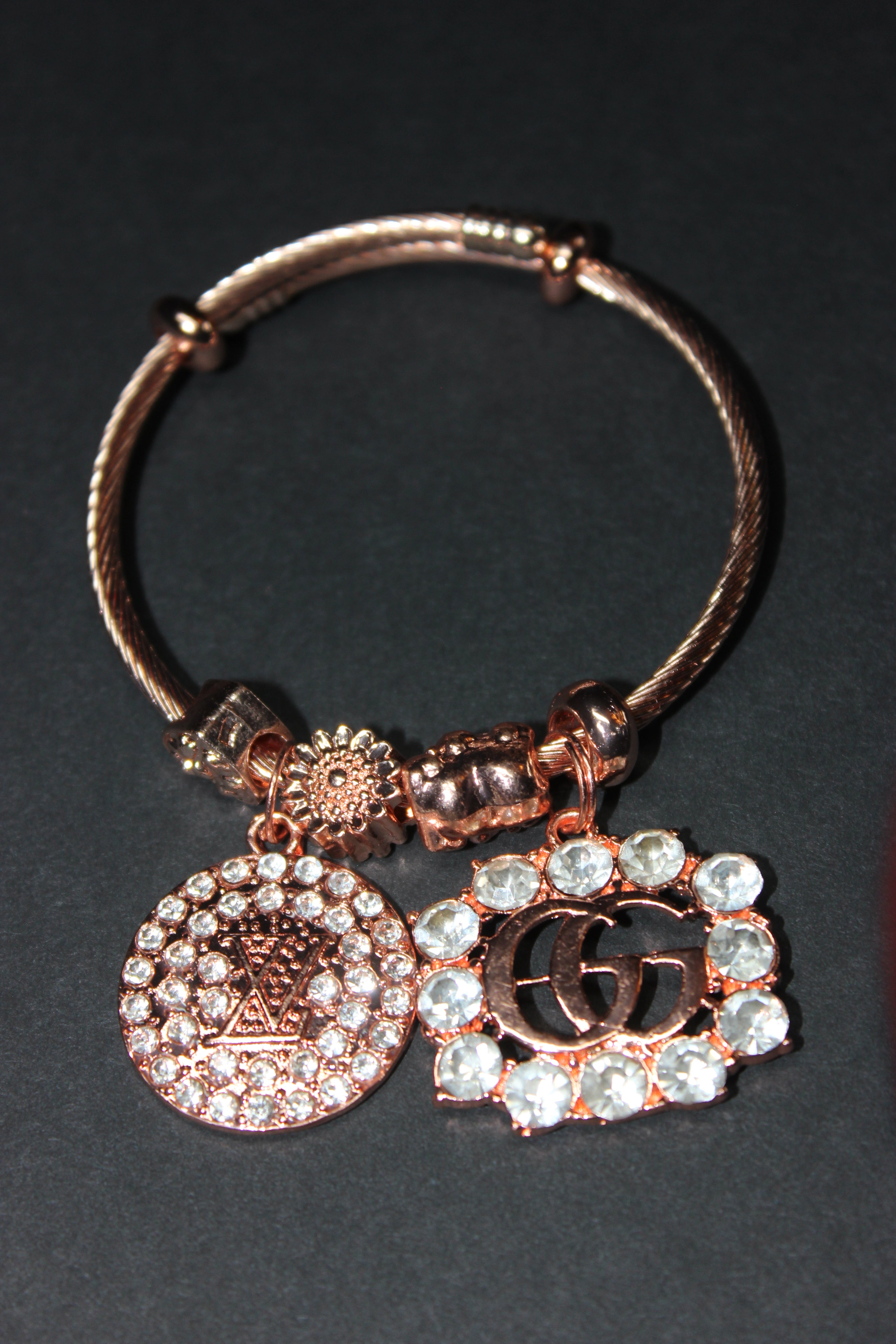 Rose Gold Charm Bangle