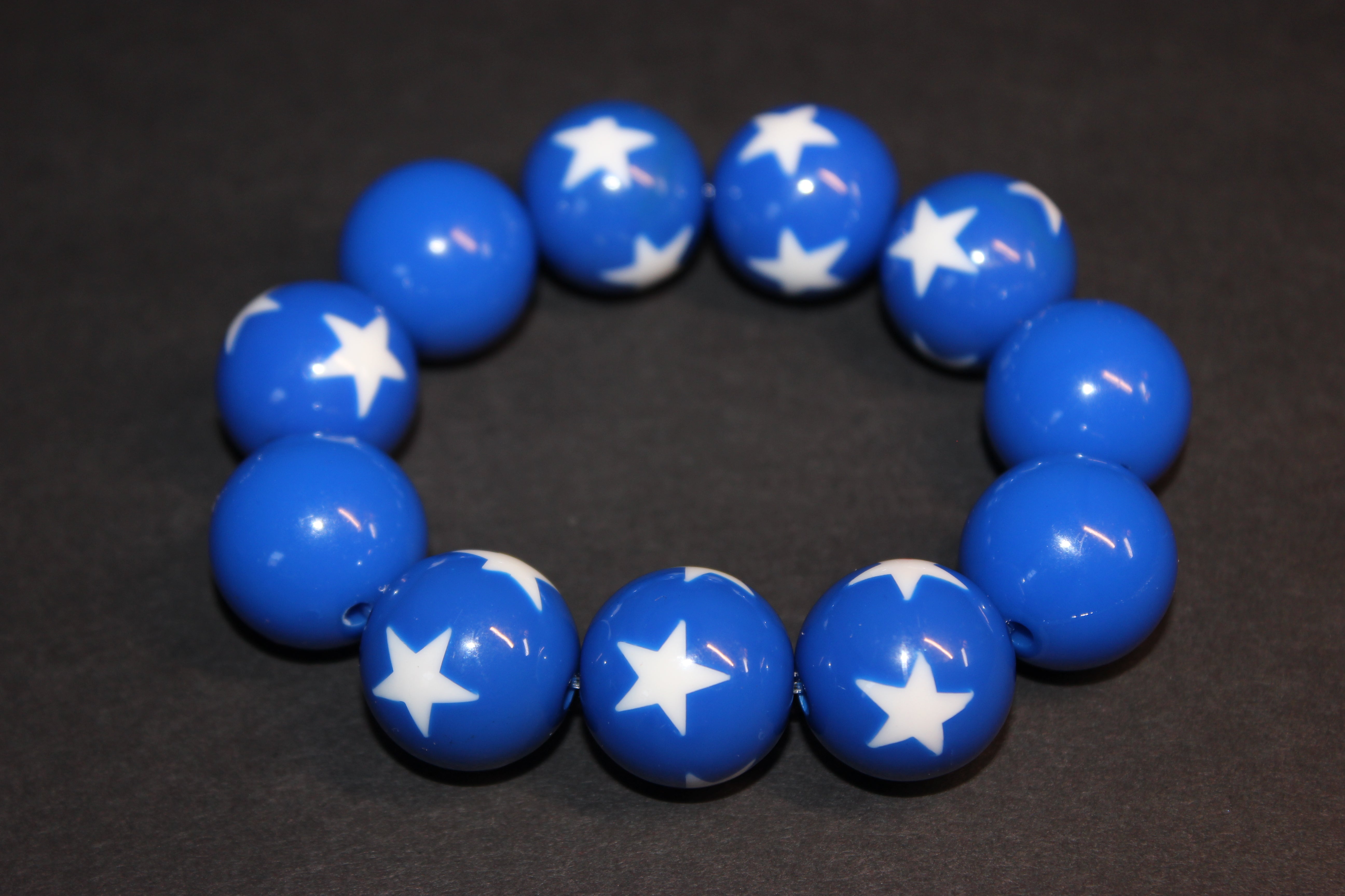 Blue & White Large Beaded Bracelet