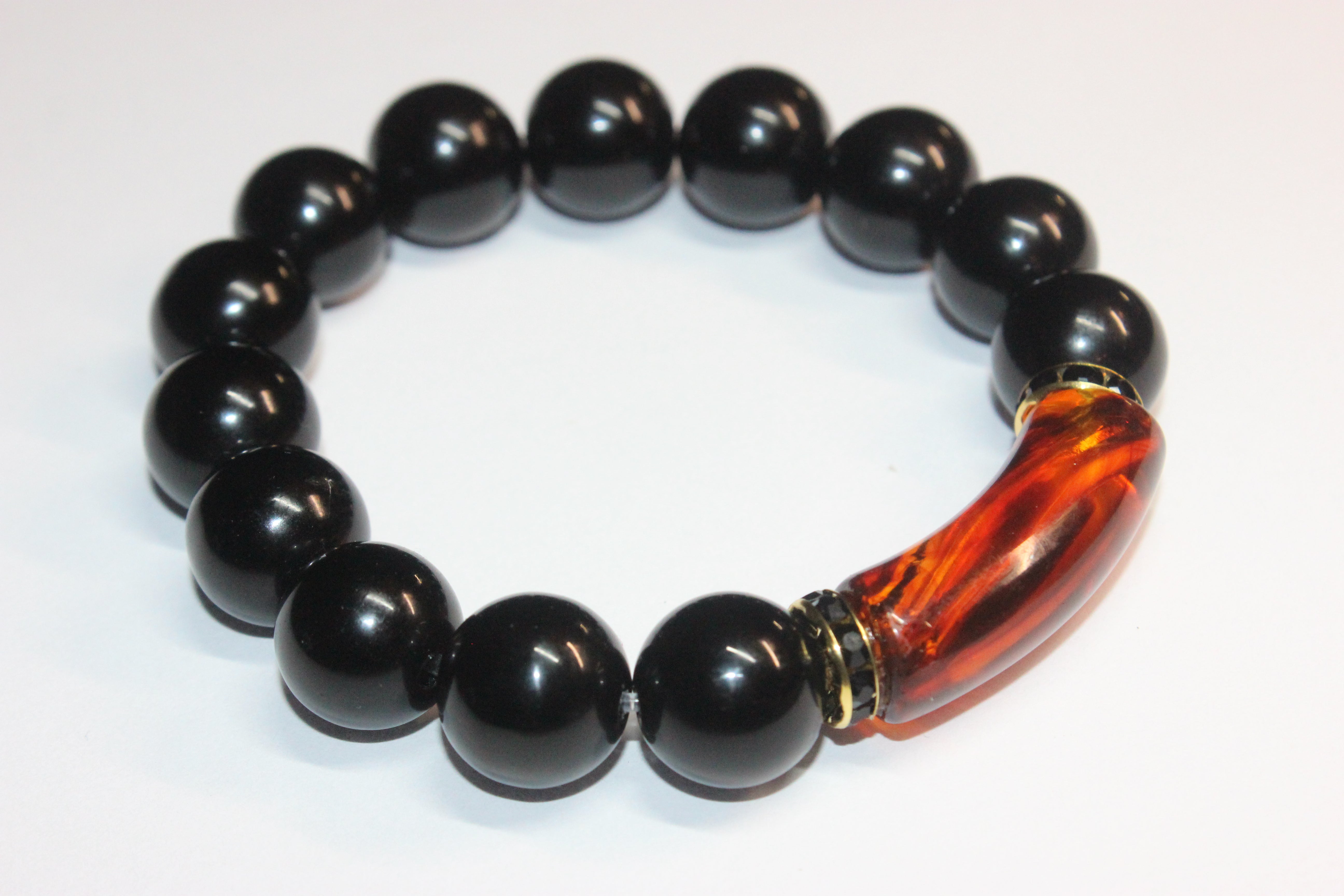 Black & Topaz/Gold Beaded Bracelet