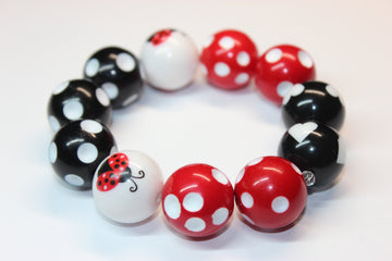 Red White & Black Ladybug Bracelet