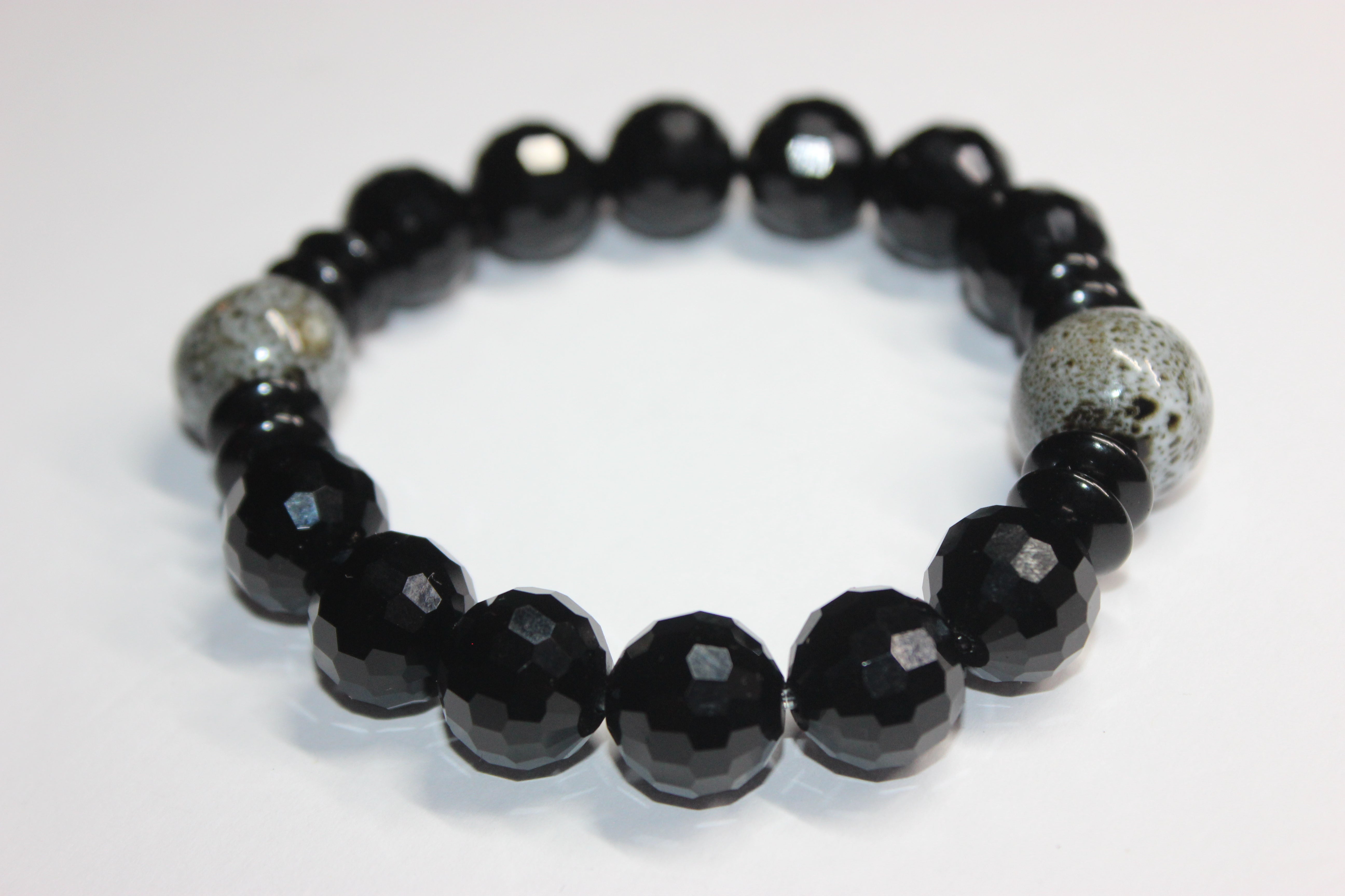 Black Ice with Grey Beaded Bracelet
