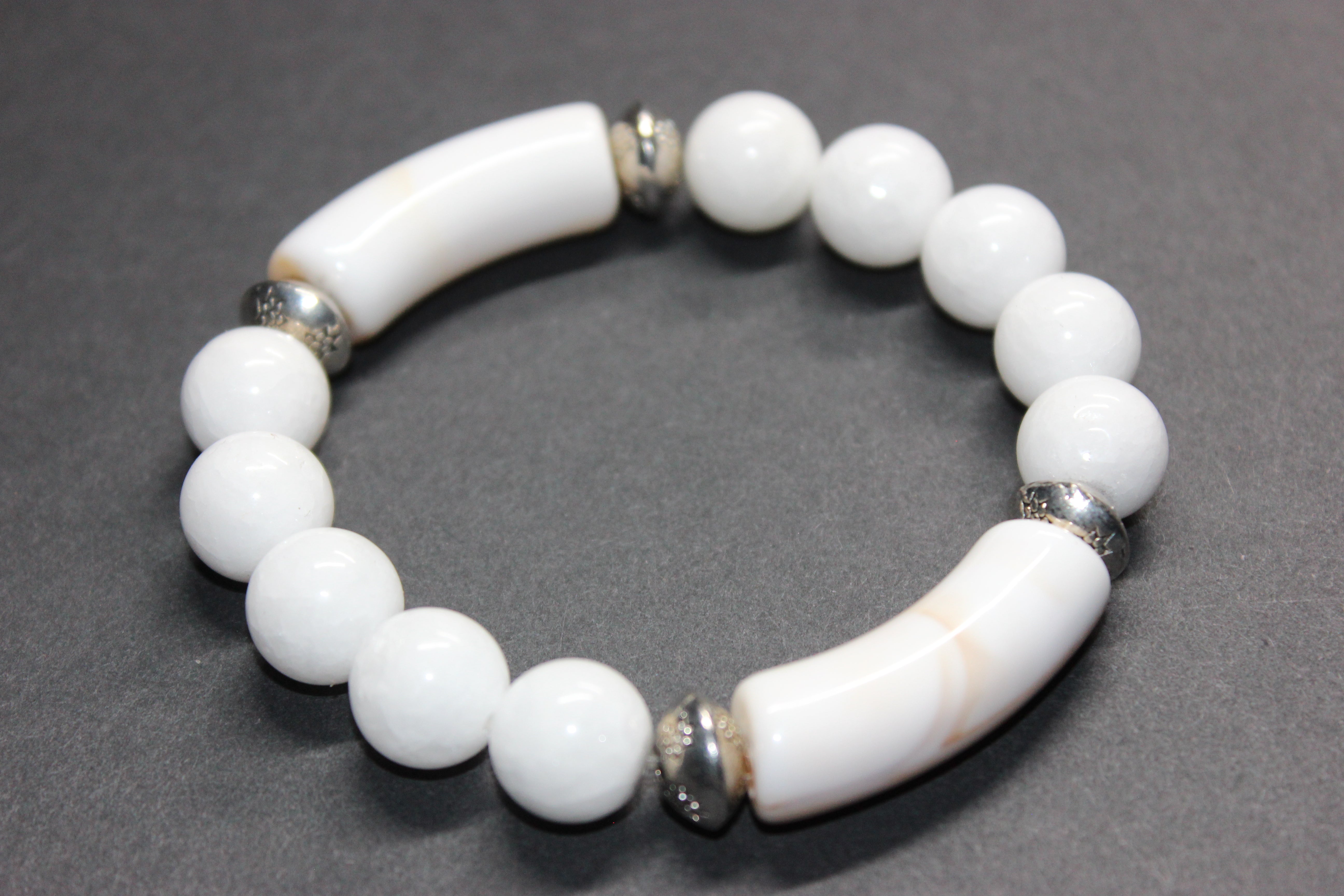 White & Silver Beaded Bracelet ONRÉ Collection